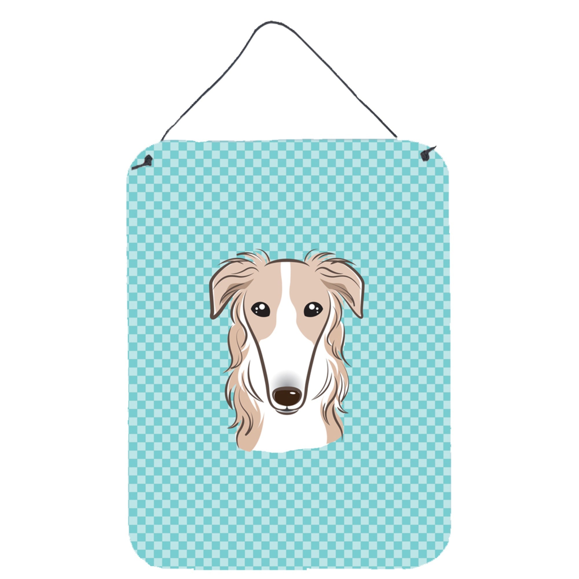 'Caroline'S Treasures Checkerboard Blue Borzoi Wall Or Door Hanging Prints, 16'''' X 12''''''