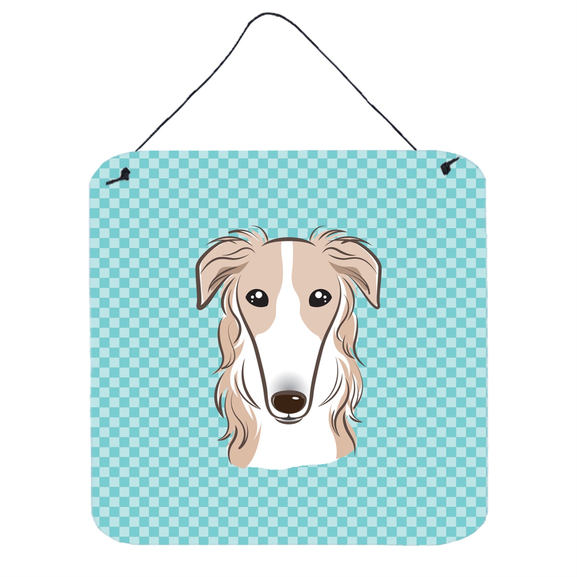'Caroline'S Treasures Checkerboard Blue Borzoi Aluminum Metal Wall Or Door Hanging Prints, 6 X 6''''''