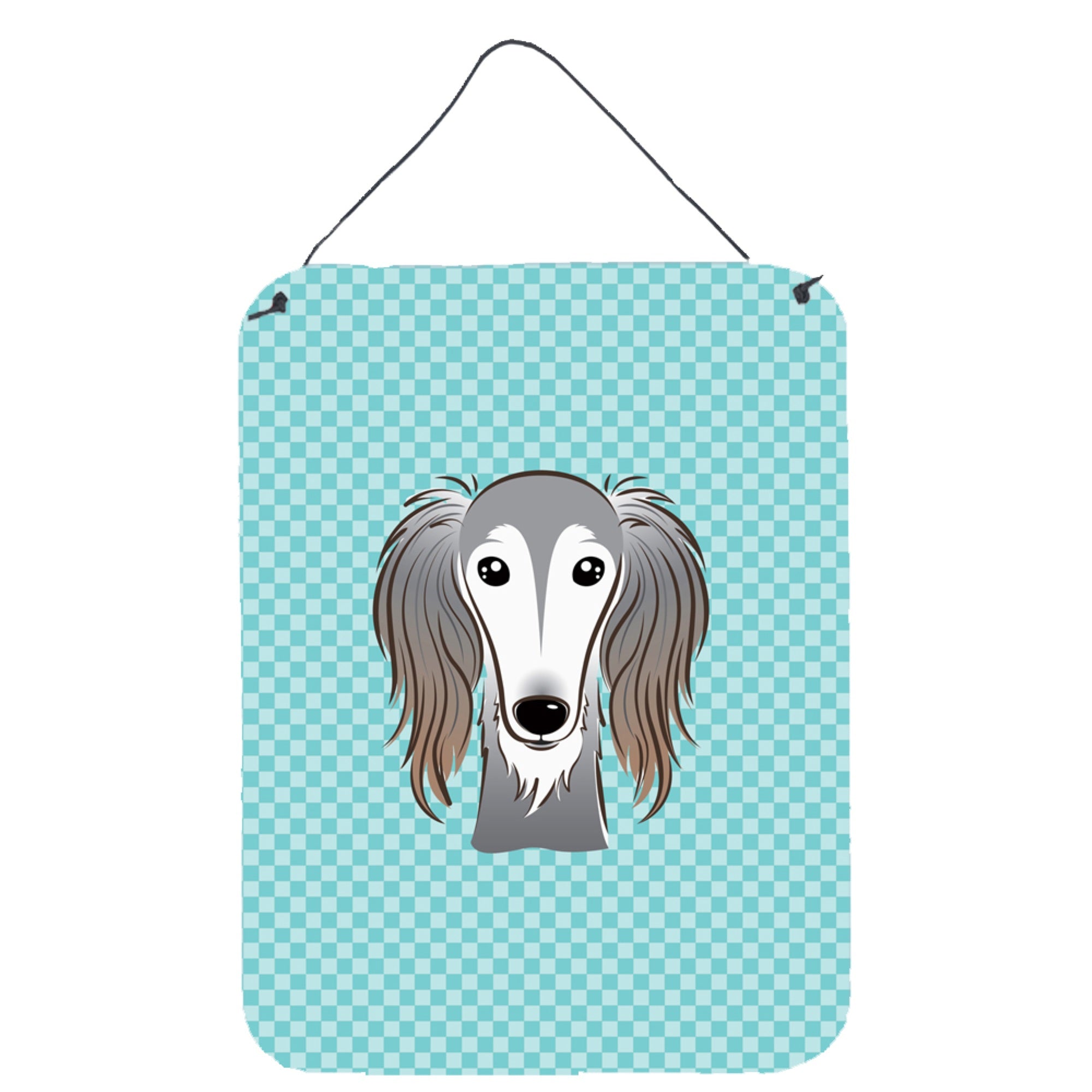 'Caroline'S Treasures Checkerboard Blue Saluki Wall Or Door Hanging Prints, 16'''' X 12''''''