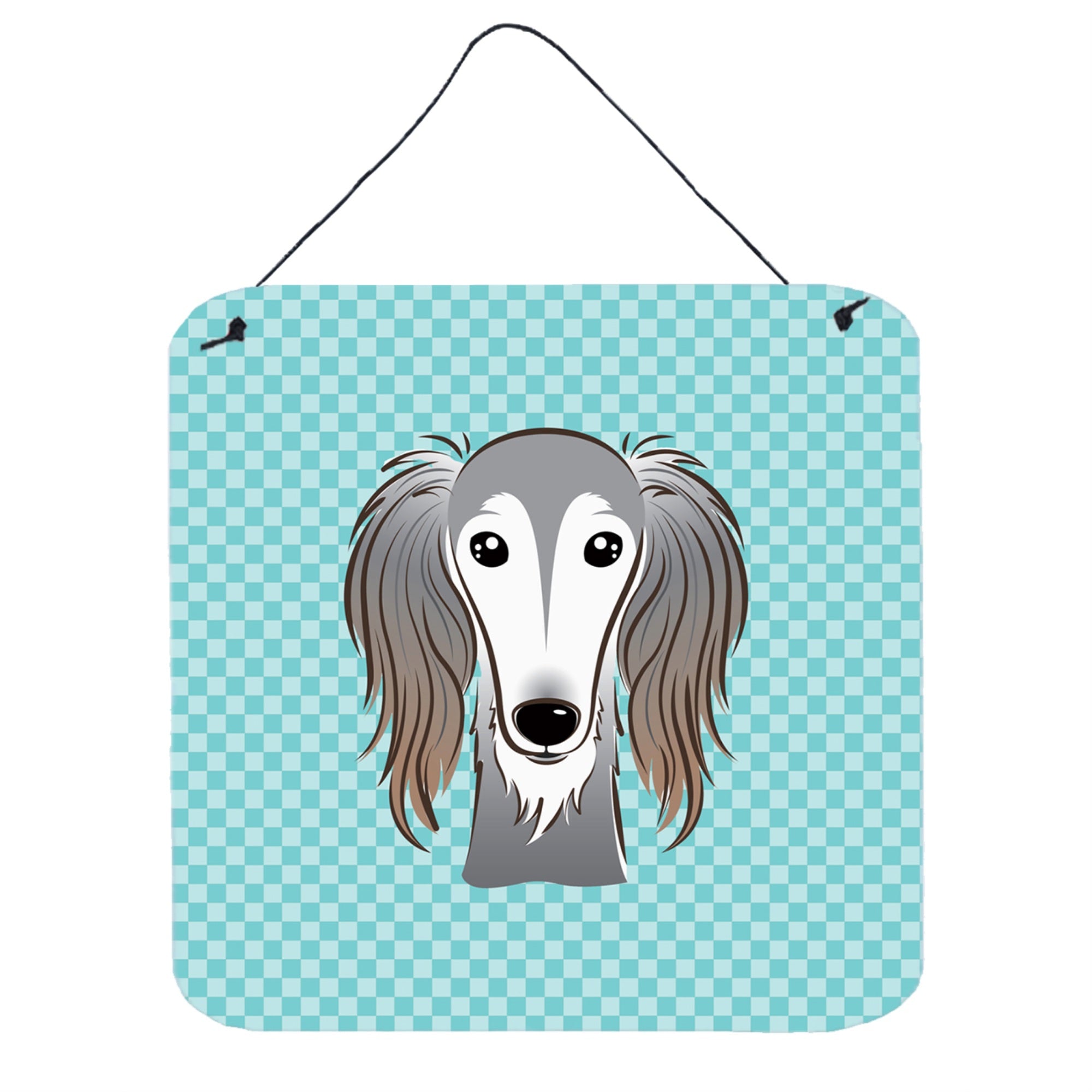 'Caroline'S Treasures Checkerboard Blue Saluki Aluminum Metal Wall Or Door Hanging Prints, 6 X 6''''''