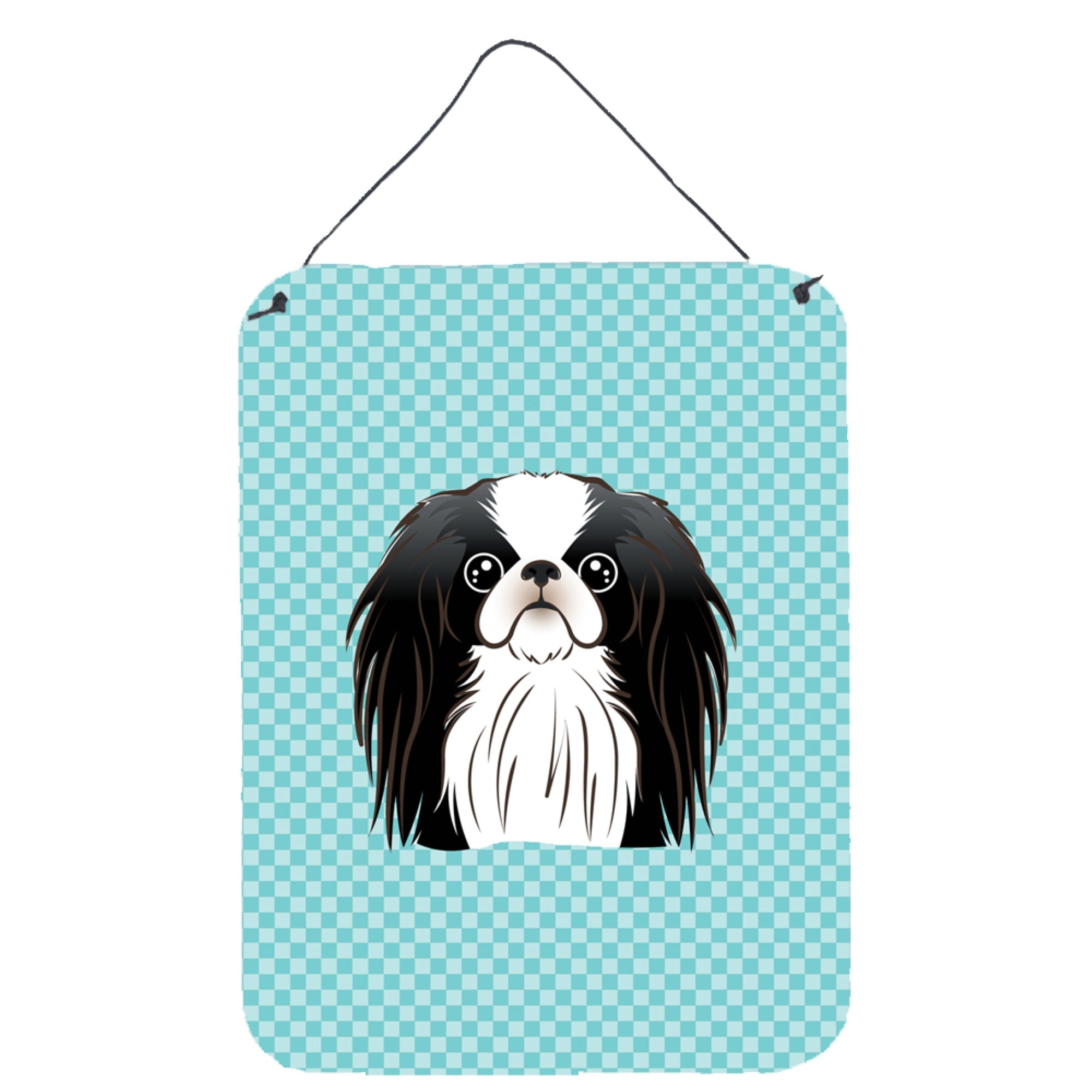 'Caroline'S Treasures Checkerboard Blue Japanese Chin Wall Or Door Hanging Prints, 16'''' X 12''''''