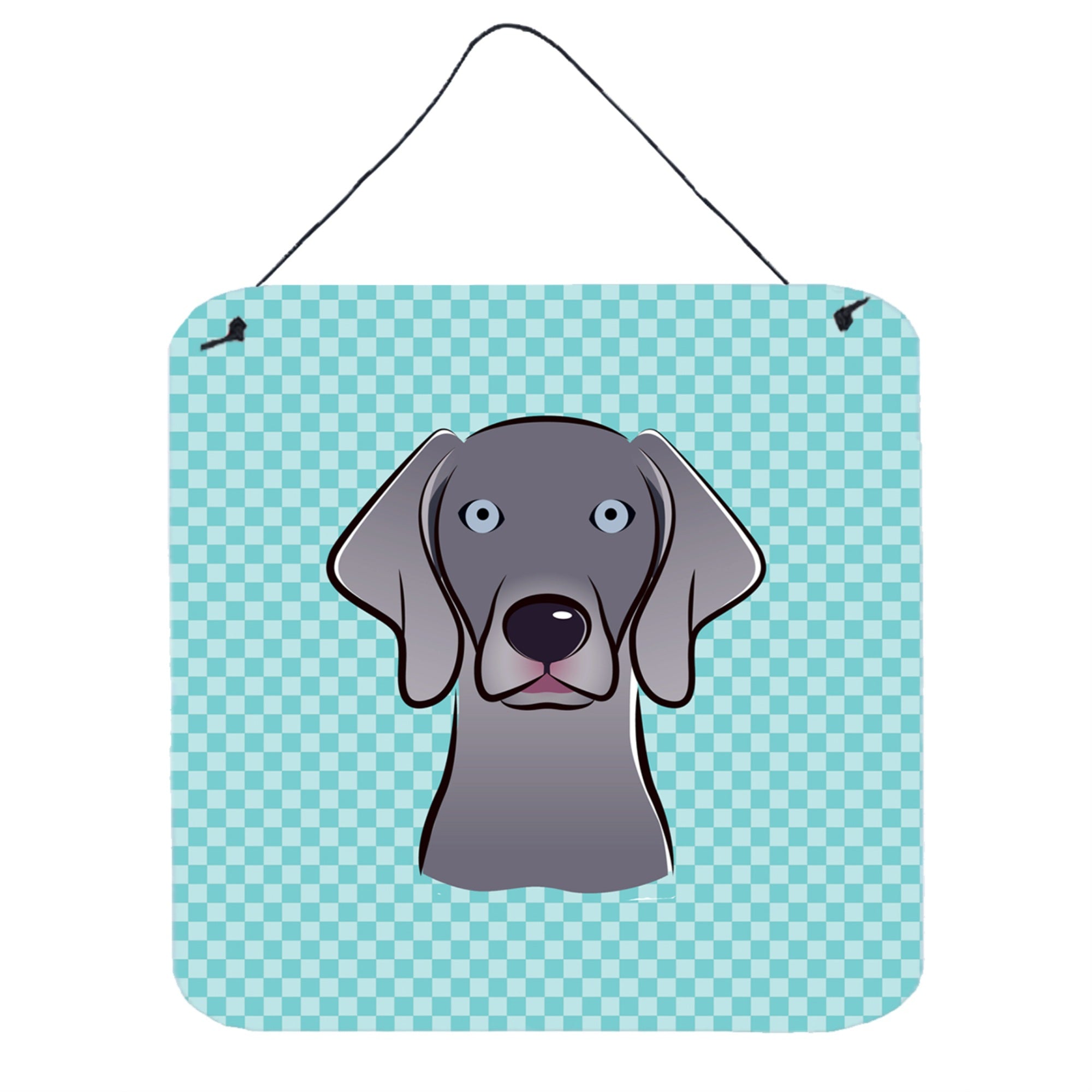 'Caroline'S Treasures Bb1169Ds66 Checkerboard Blue Weimaraner Wall Or Door Hanging Prints, 6 X 6''''''