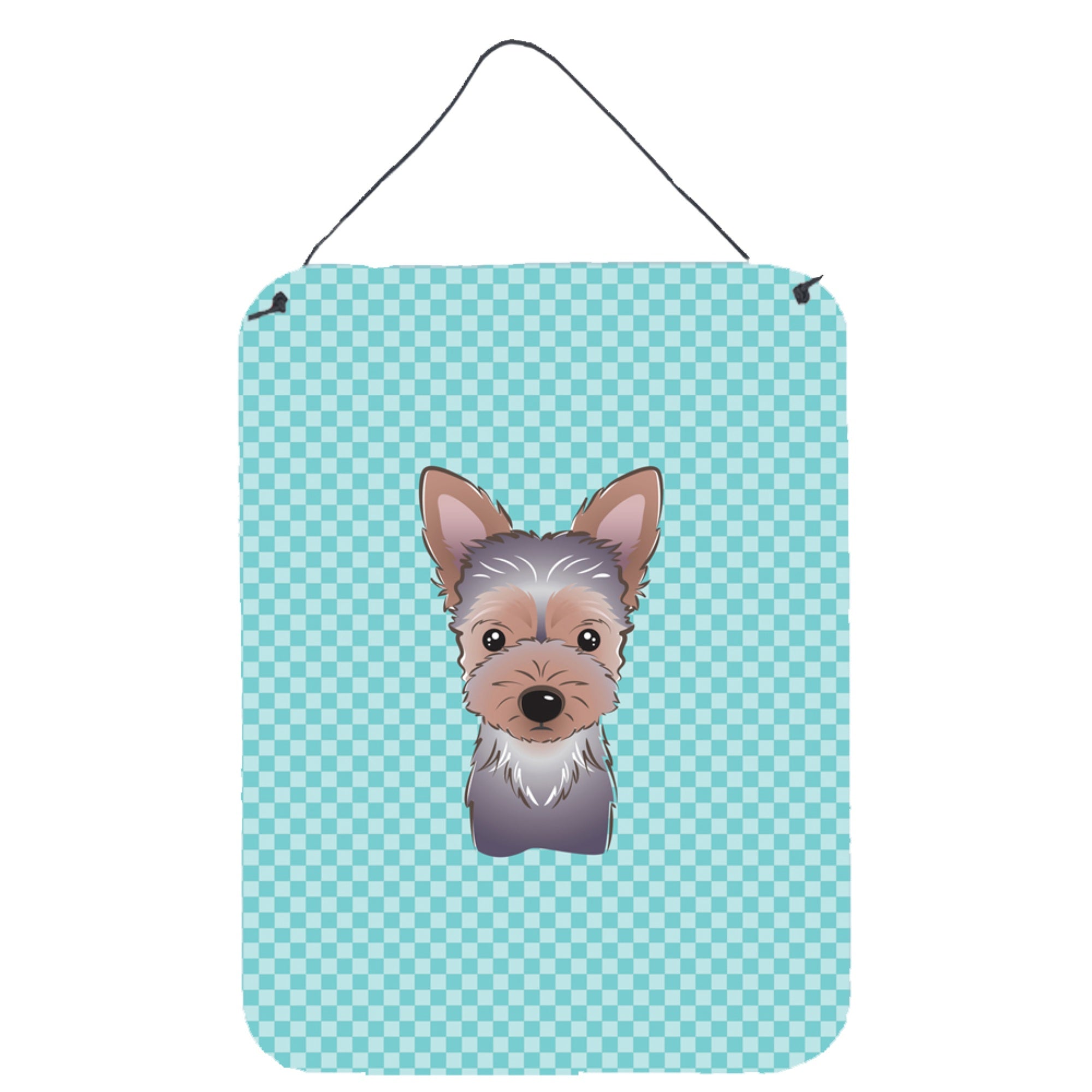 'Caroline'S Treasures Checkerboard Blue Yorkie Puppy Wall Or Door Hanging Prints, 16'''' X 12''''''