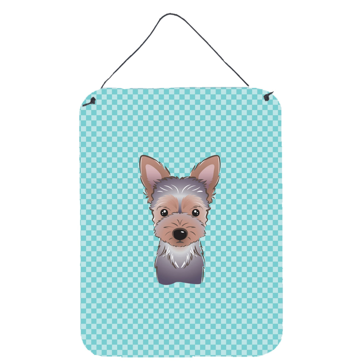 'Caroline'S Treasures Checkerboard Blue Yorkie Puppy Wall Or Door Hanging Prints, 16'''' X 12''''''
