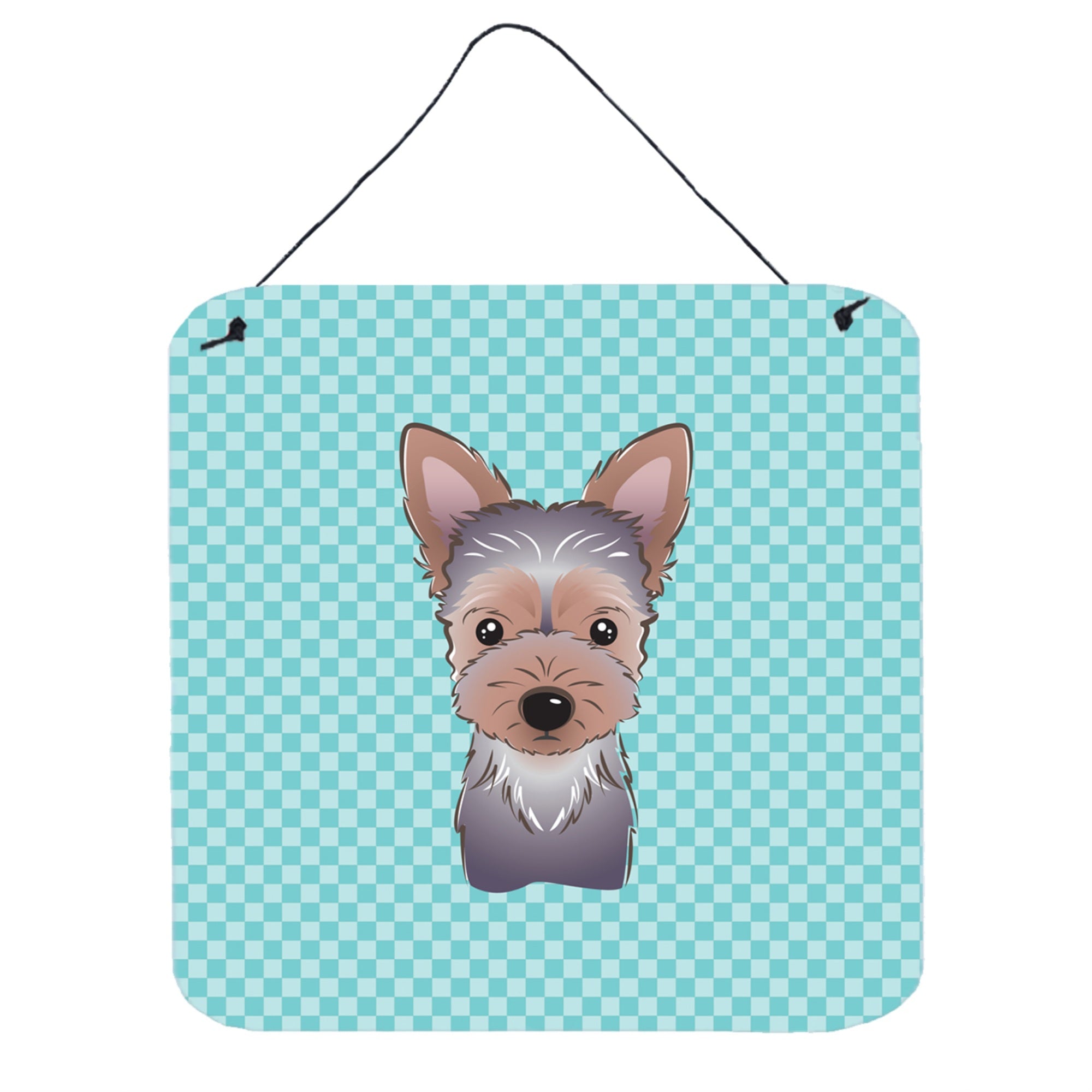 'Caroline'S Treasures Checkerboard Blue Yorkie Puppy Wall Or Door Hanging Prints, 6 X 6''''''