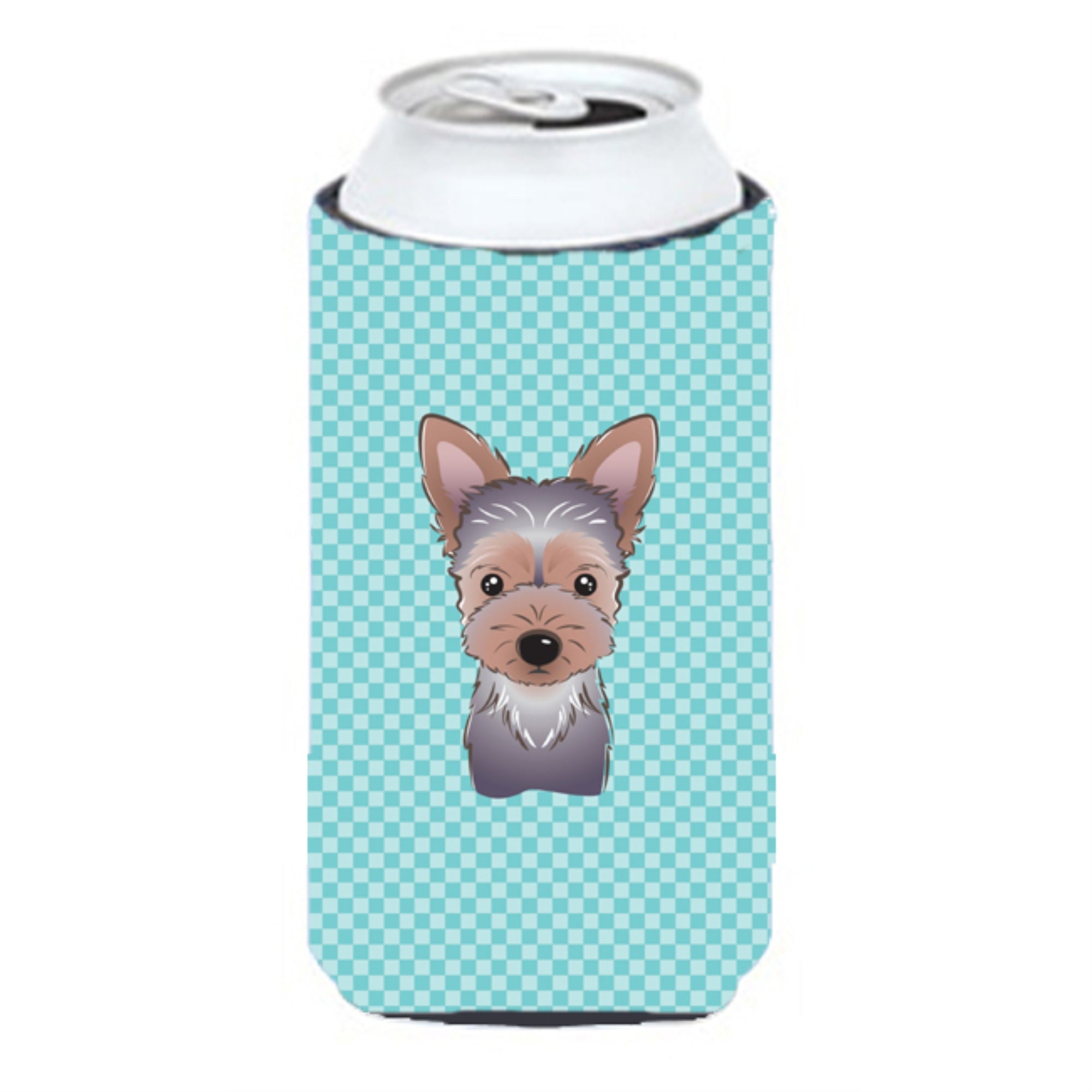 Checkerboard Blue Yorkie Puppy Tall Boy Beverage Insulator Hugger Bb1170Tbc
