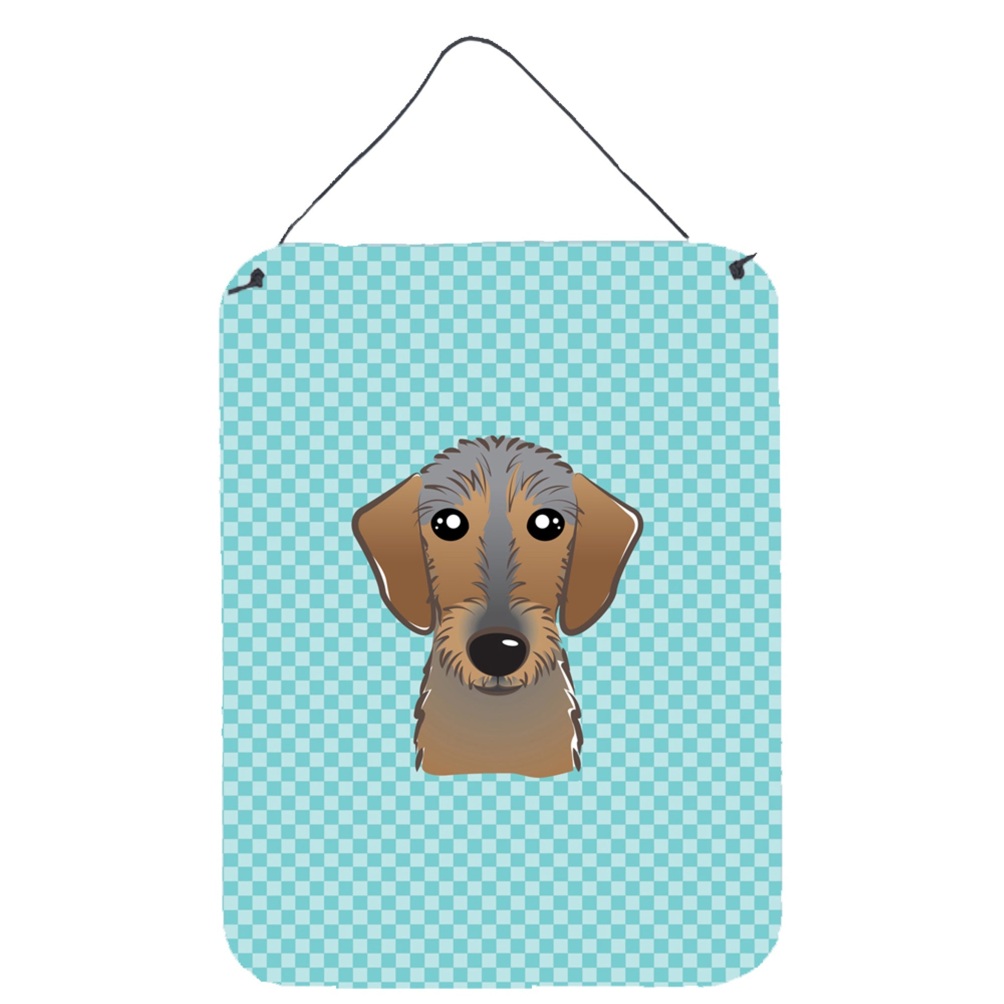 'Caroline'S Treasures Checkerboard Blue Wirehaired Dachshund Wall Or Door Hanging Prints, 16'''' X 12''''''