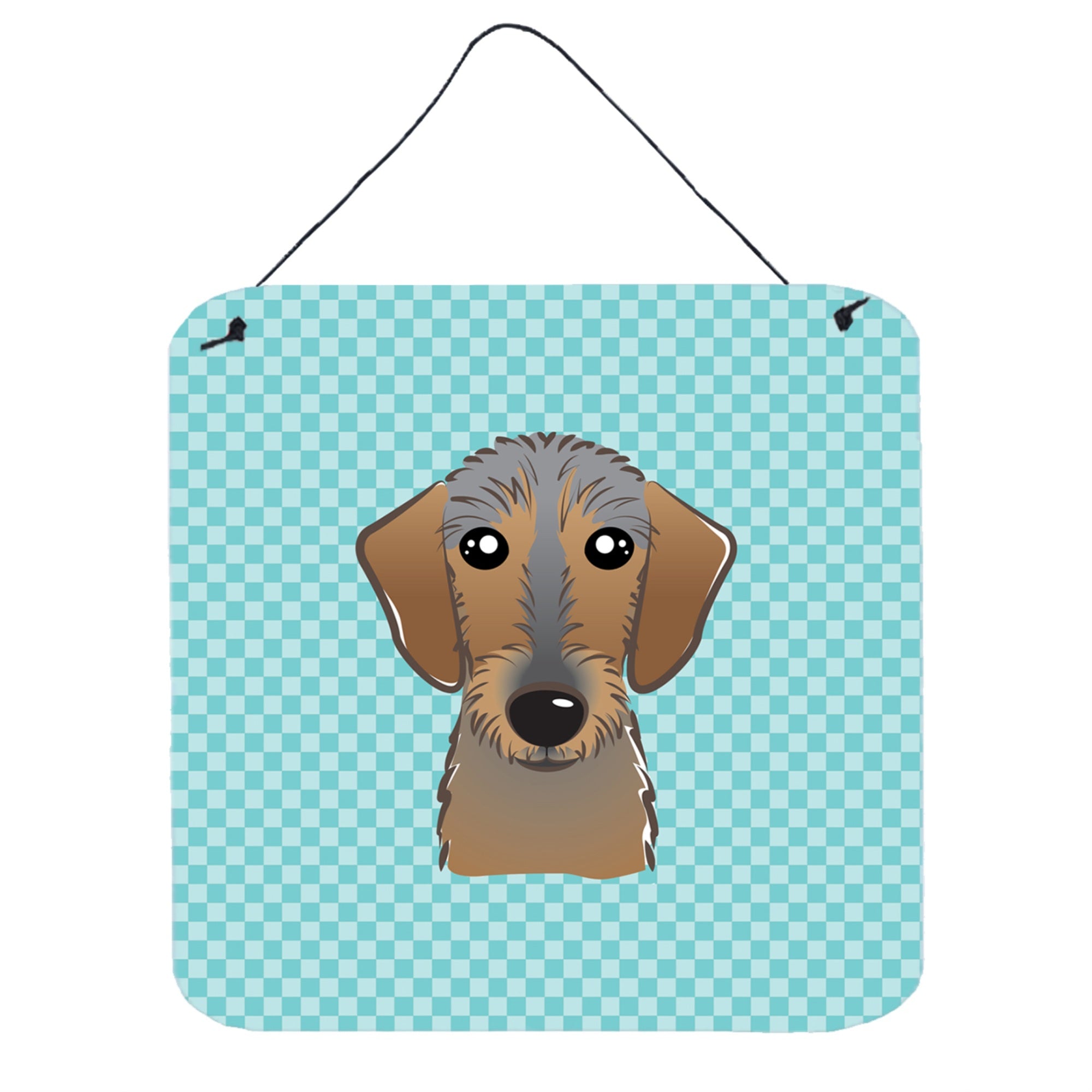 'Caroline'S Treasures Checkerboard Blue Wirehaired Dachshund Wall Or Door Hanging Prints, 6 X 6''''''
