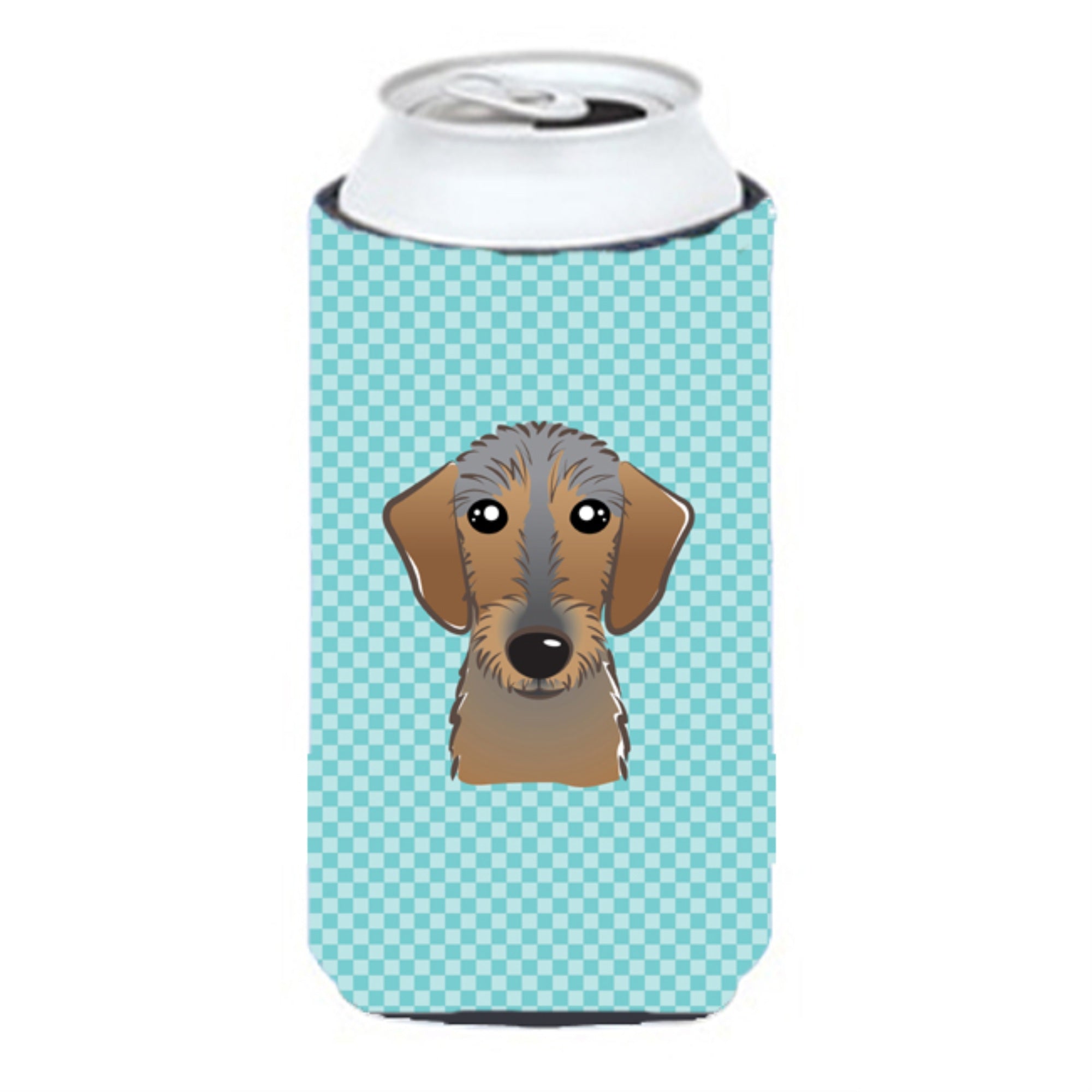 Checkerboard Blue Wirehaired Dachshund Tall Boy Beverage Insulator Hugger Bb1171Tbc