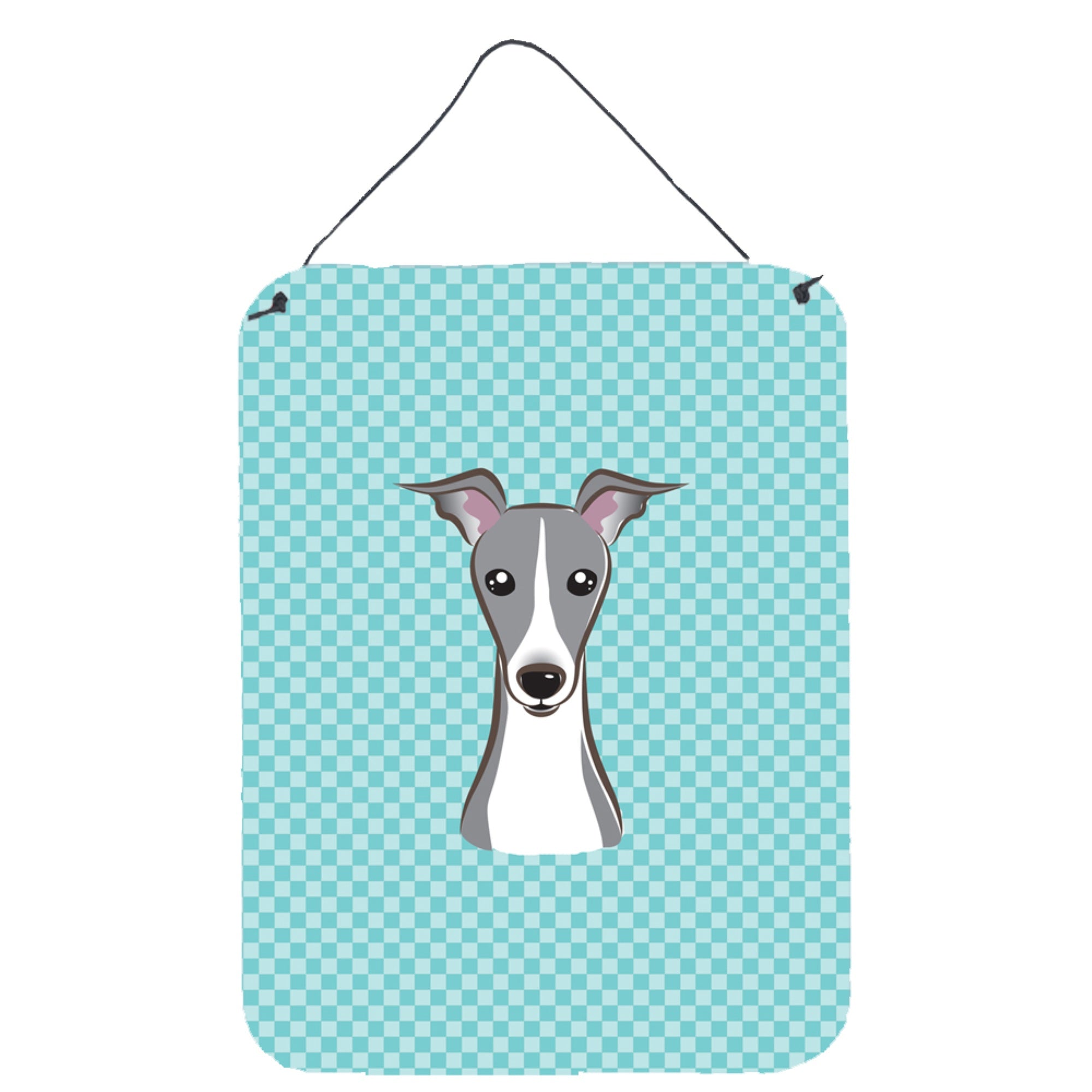 'Caroline'S Treasures Checkerboard Blue Italian Greyhound Wall Or Door Hanging Prints, 16'''' X 12''''''