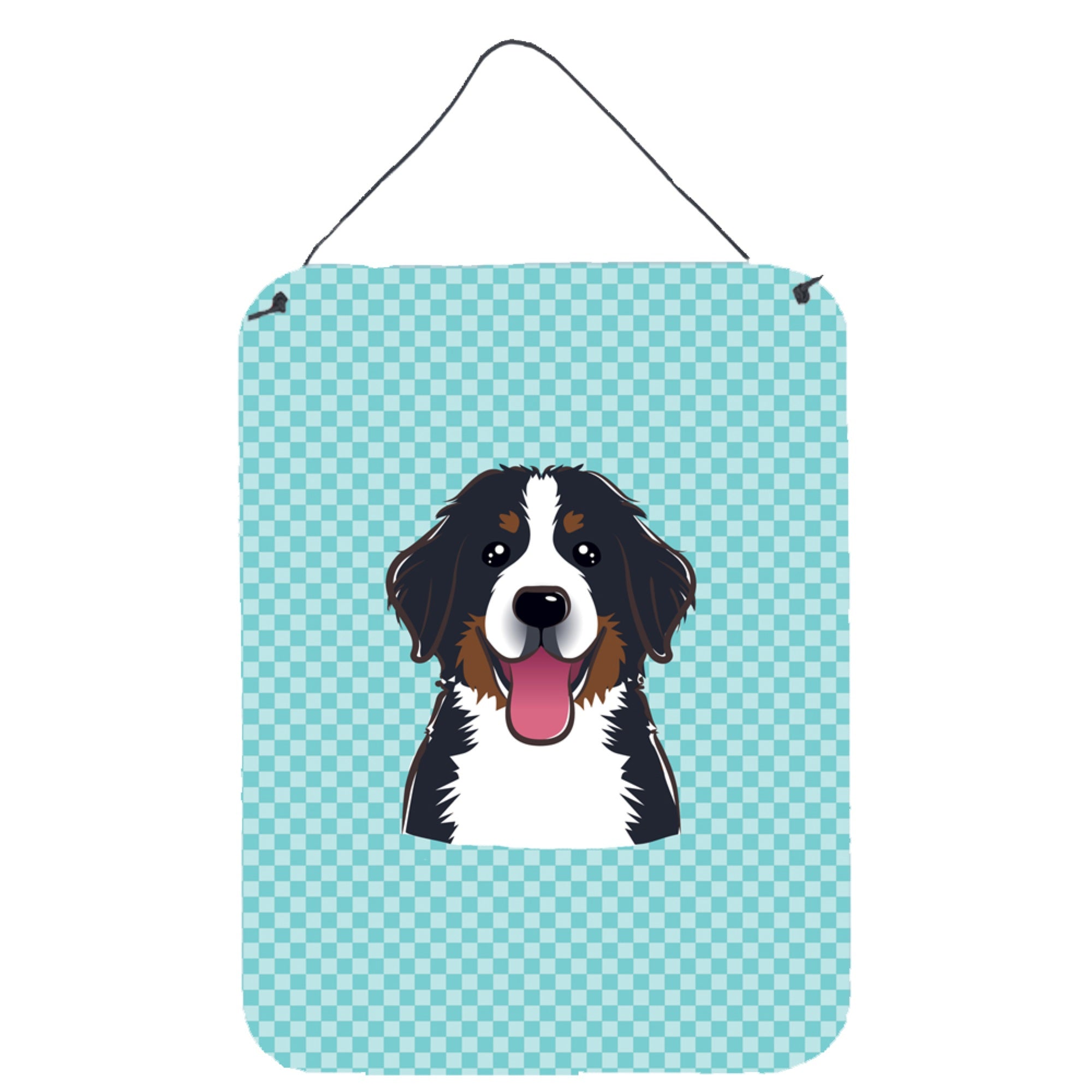 'Caroline'S Treasures Checkerboard Blue Bernese Mountain Dog Wall Or Door Hanging Prints, 16'''' X 12''''''