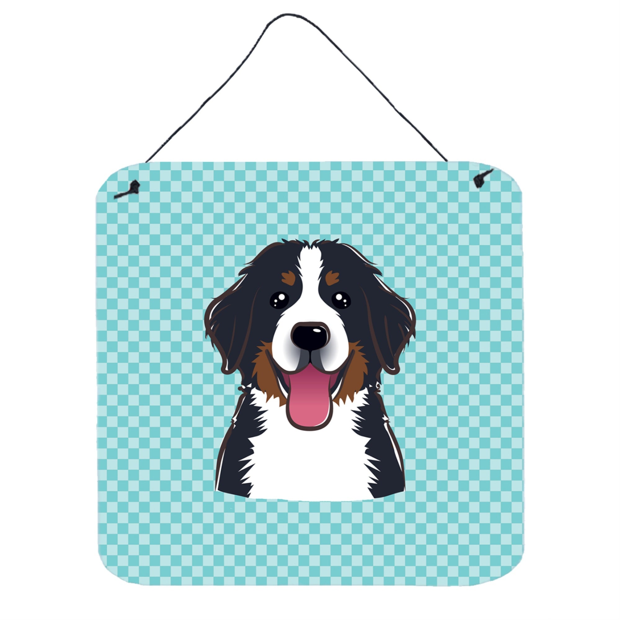'Caroline'S Treasures Checkerboard Blue Bernese Mountain Dog Wall Or Door Hanging Prints, 6 X 6''''''