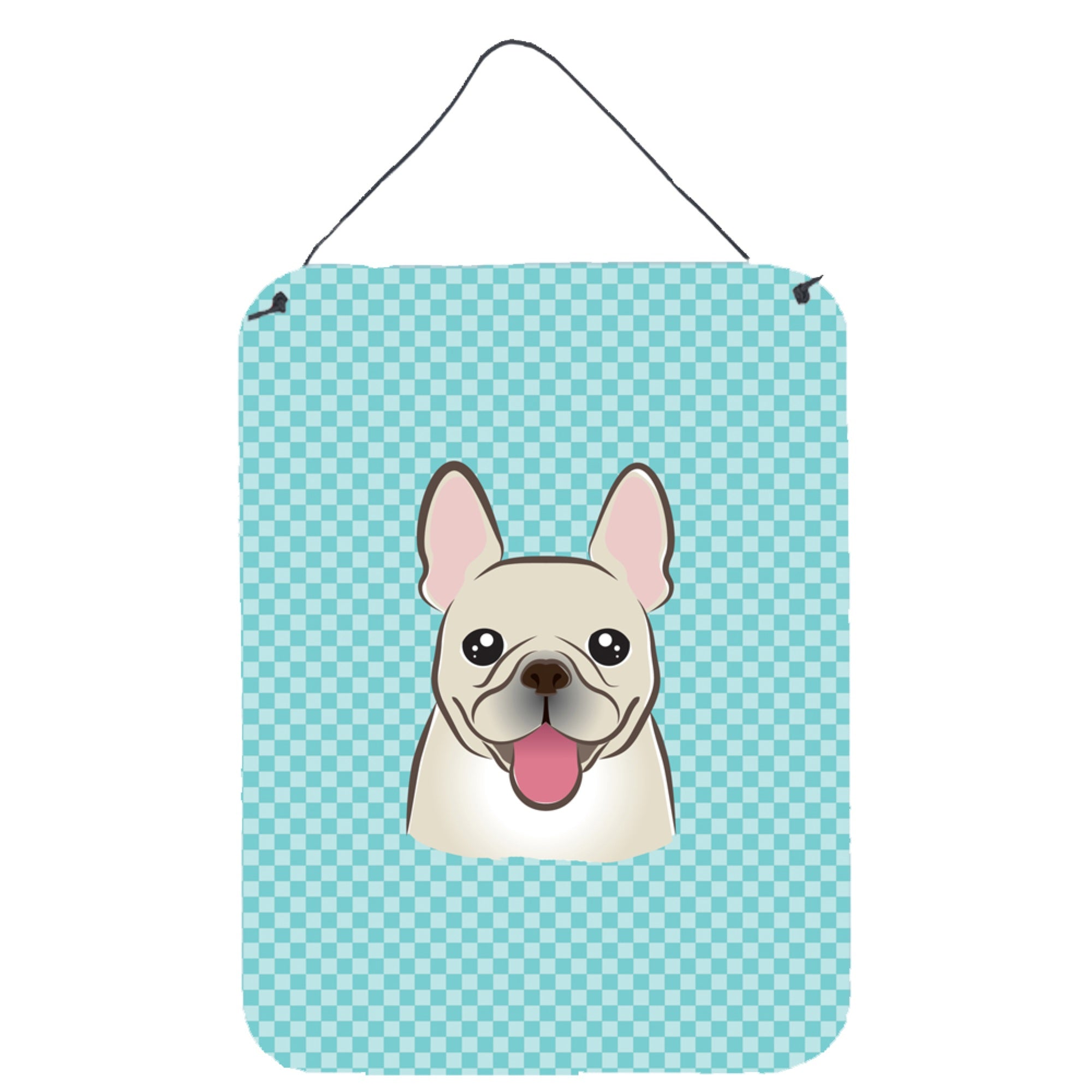'Caroline'S Treasures Bb1176Ds1216 Checkerboard Blue French Bulldog Wall Or Door Hanging Prints, 16'''' X 12''''''