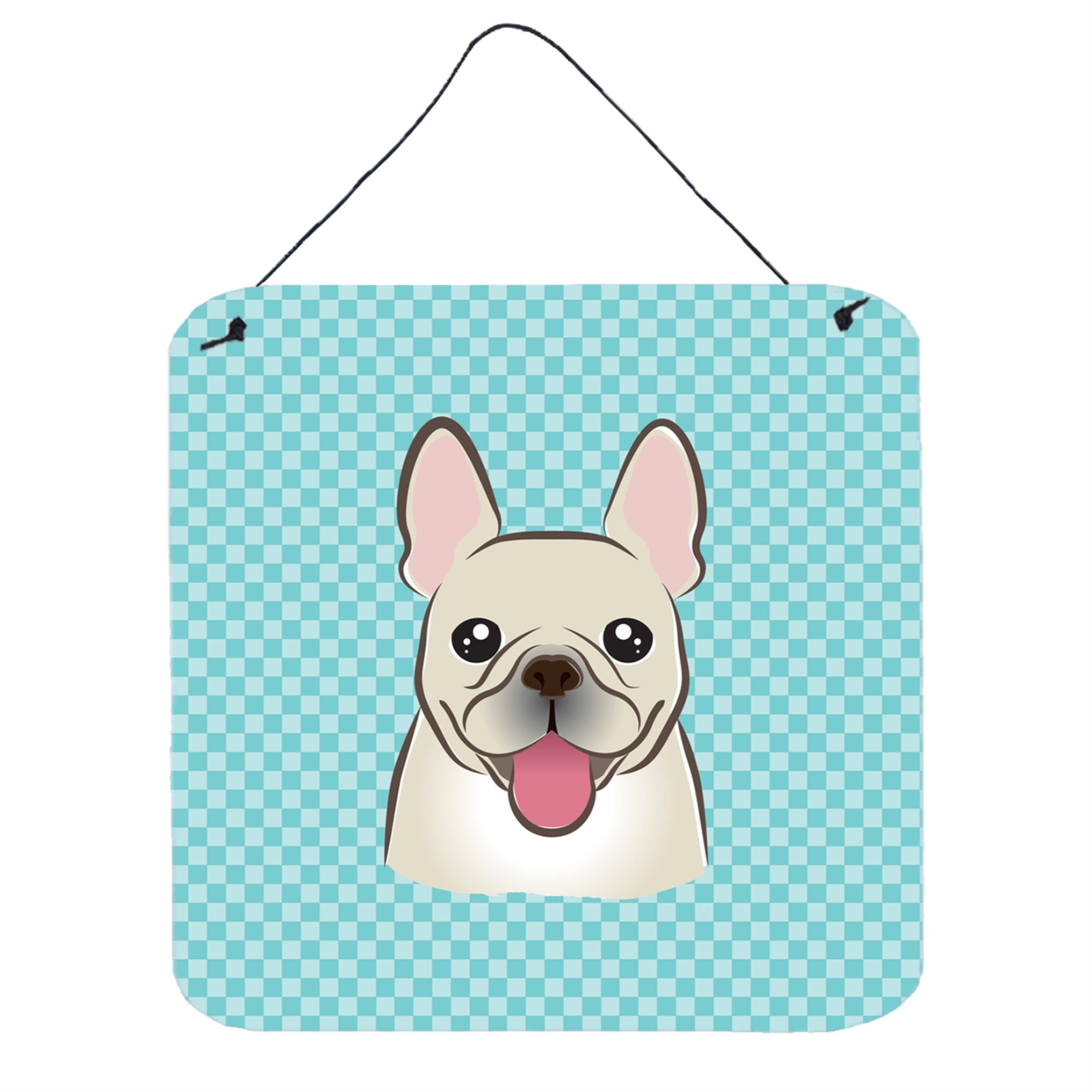 'Caroline'S Treasures Bb1176Ds66 Checkerboard Blue French Bulldog Wall Or Door Hanging Prints, 6 X 6''''''