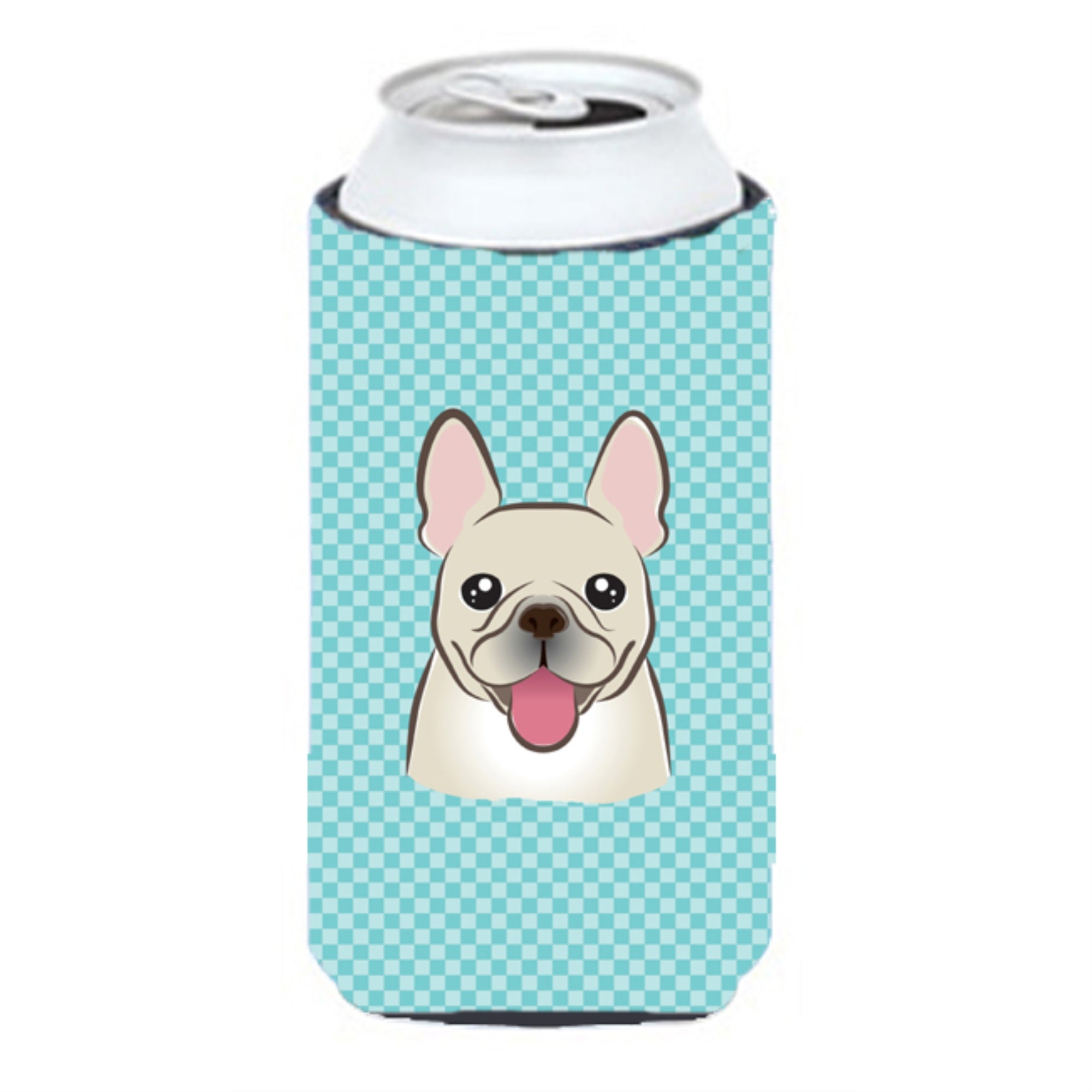 Checkerboard Blue French Bulldog Tall Boy Beverage Insulator Hugger Bb1176Tbc