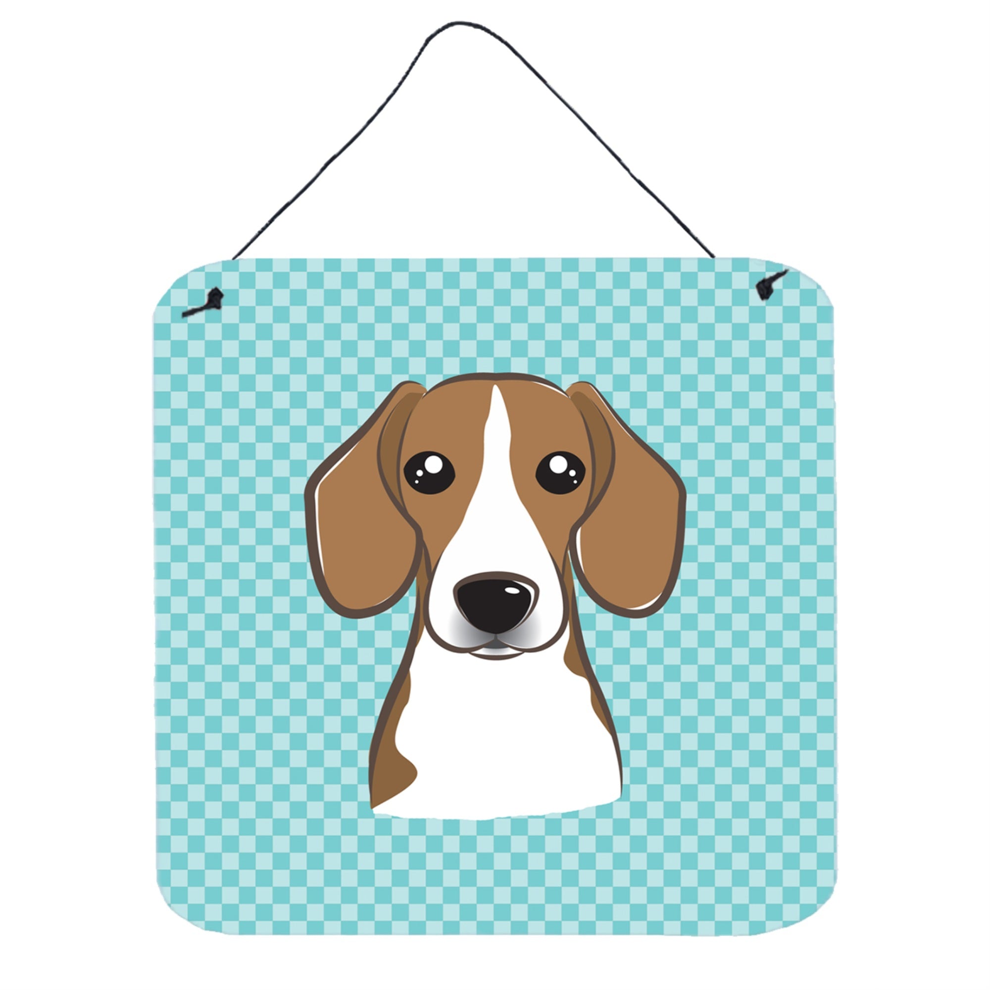'Caroline'S Treasures Checkerboard Blue Beagle Aluminum Metal Wall Or Door Hanging Prints, 6 X 6''''''