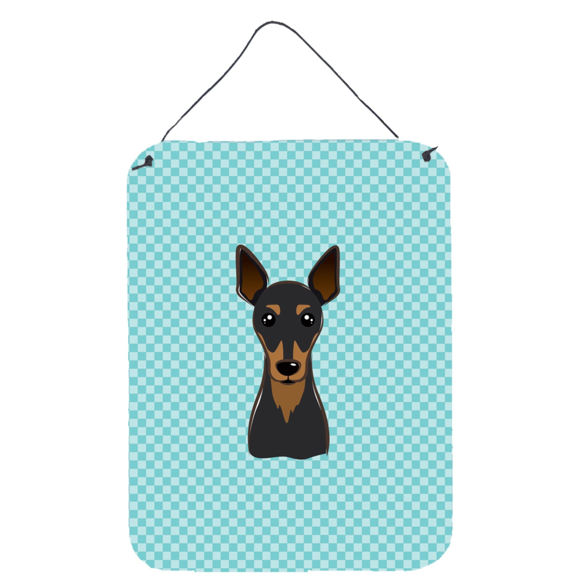 'Caroline'S Treasures Checkerboard Blue Min Pin Wall Or Door Hanging Prints, 16'''' X 12''''''