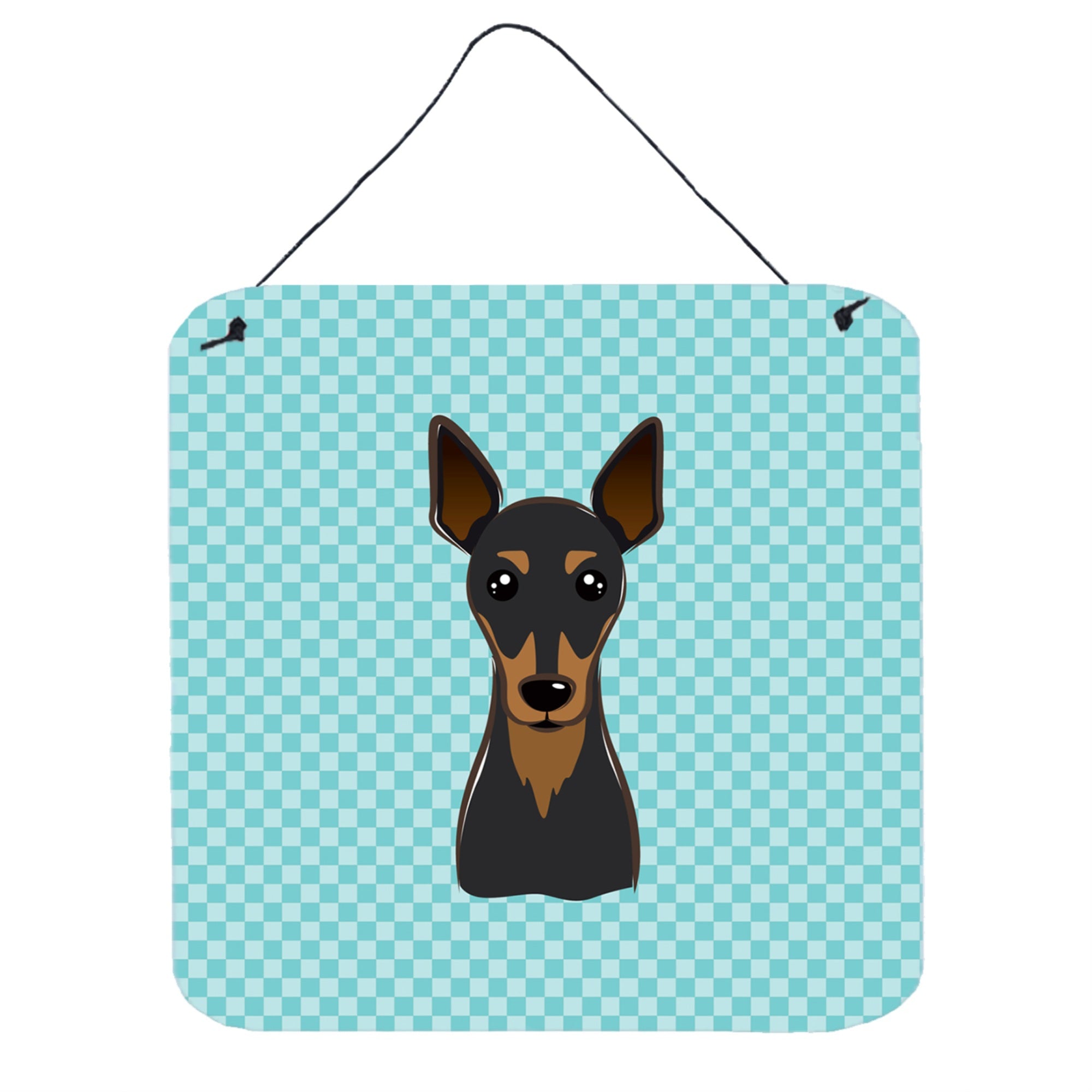 'Caroline'S Treasures Checkerboard Blue Min Pin Wall Or Door Hanging Prints, 6 X 6''''''