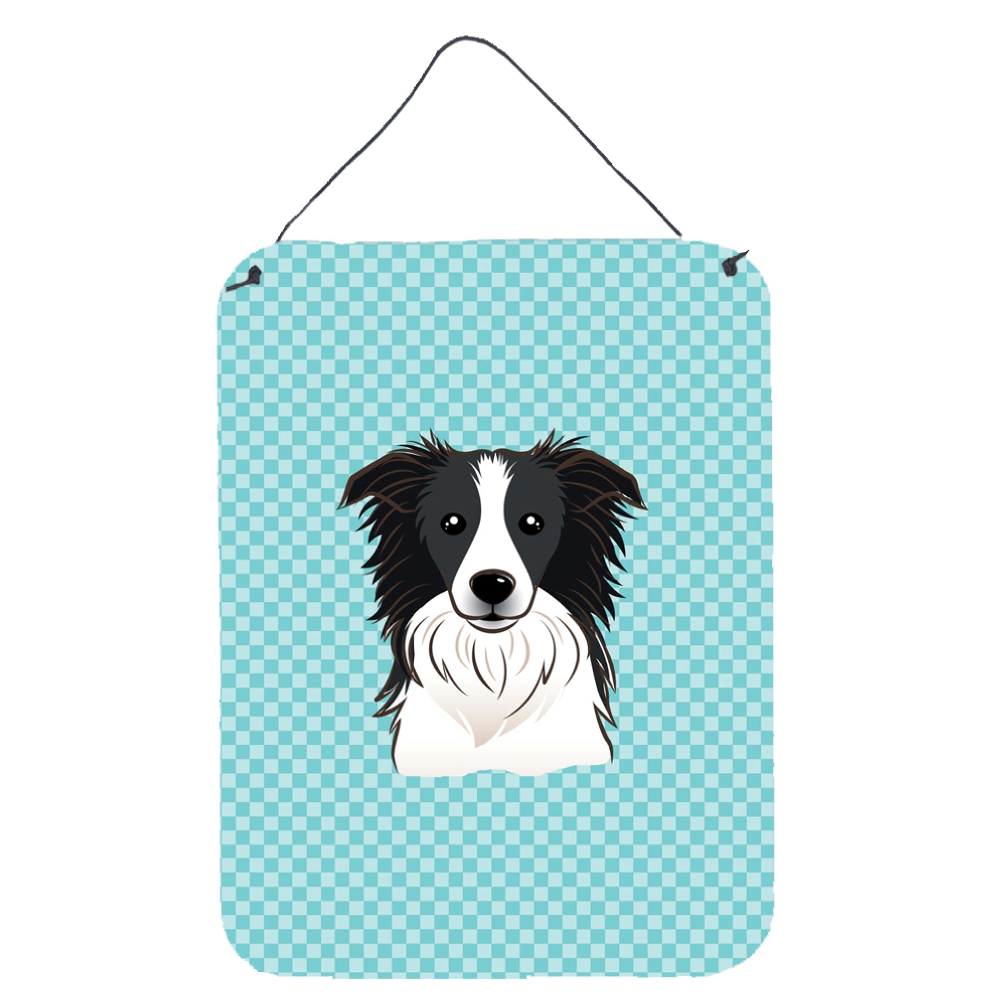 'Caroline'S Treasures Checkerboard Blue Border Collie Wall Or Door Hanging Prints, 16'''' X 12''''''