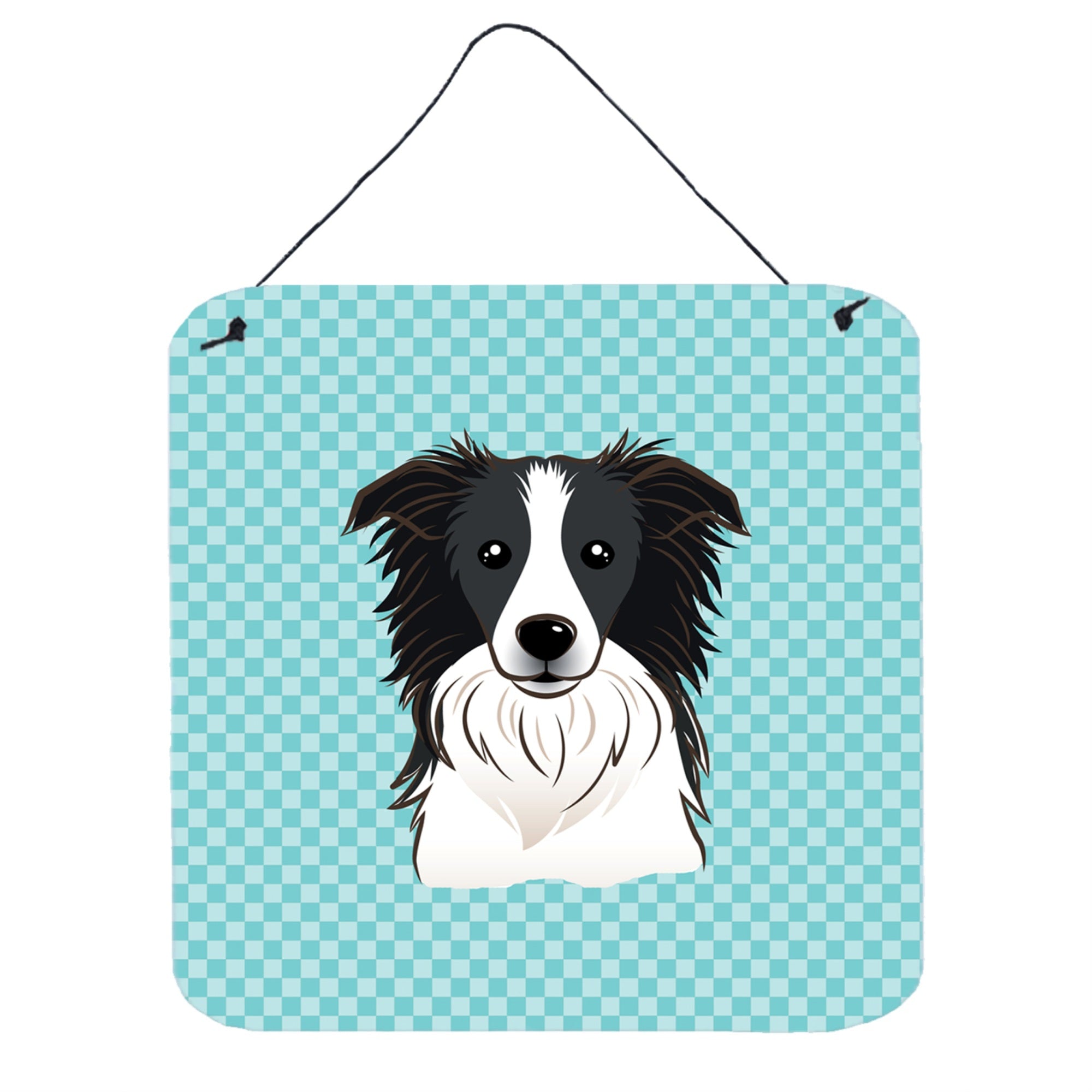 'Caroline'S Treasures Checkerboard Blue Border Collie Wall Or Door Hanging Prints, 6 X 6''''''