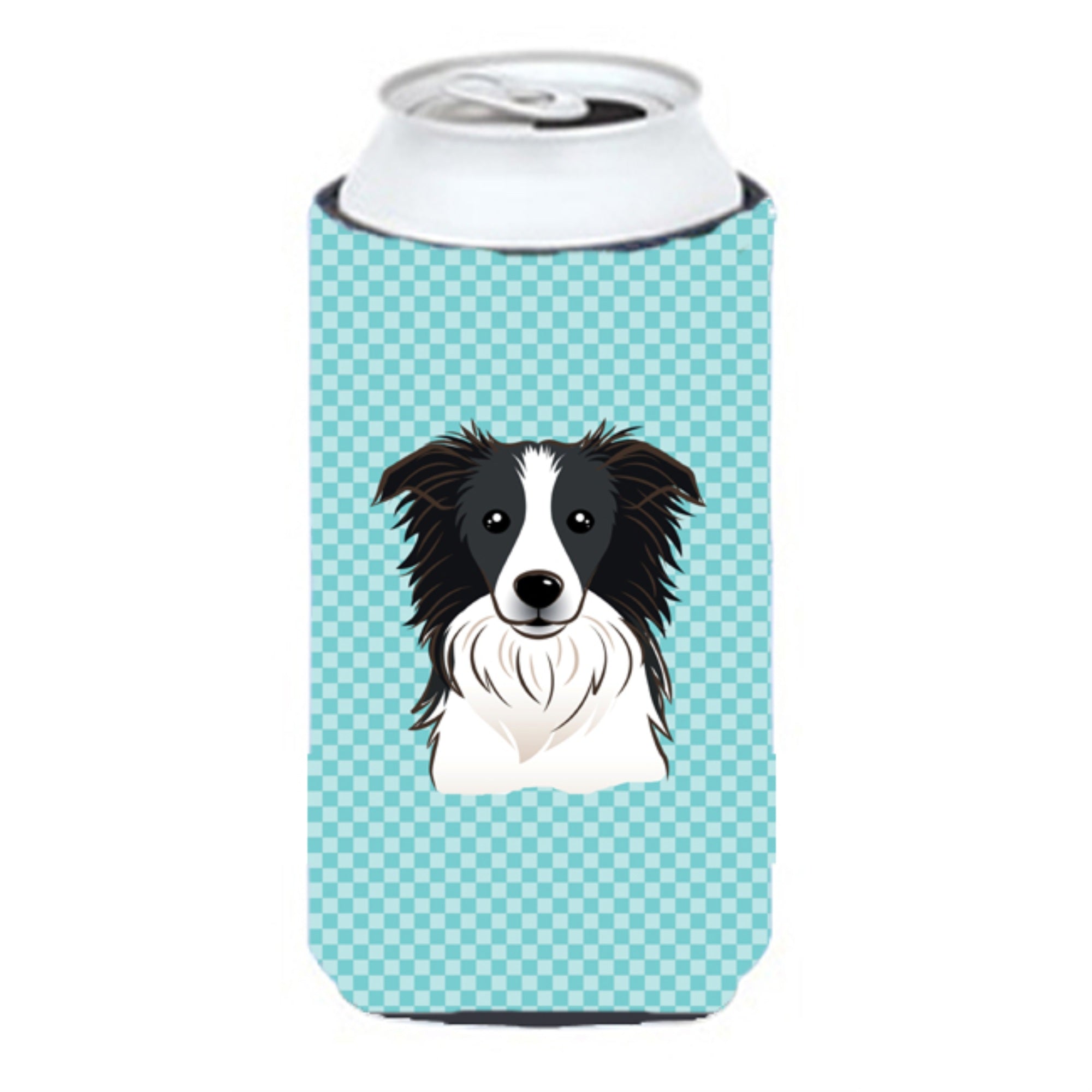 Checkerboard Blue Border Collie Tall Boy Beverage Insulator Hugger Bb1179Tbc