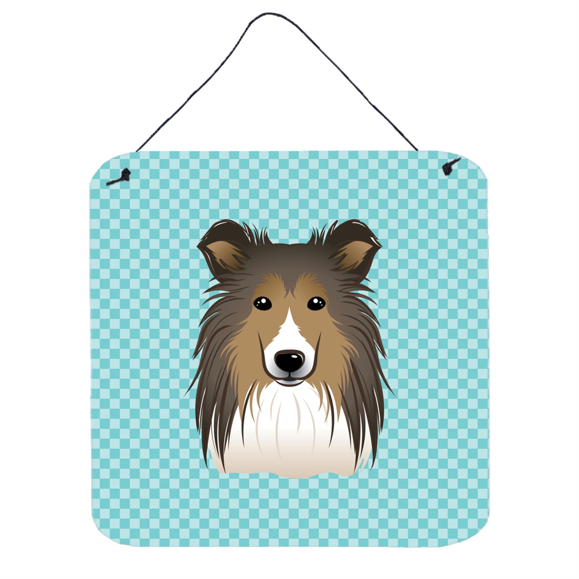 'Caroline'S Treasures Checkerboard Blue Sheltie Wall Or Door Hanging Prints, 6 X 6''''''