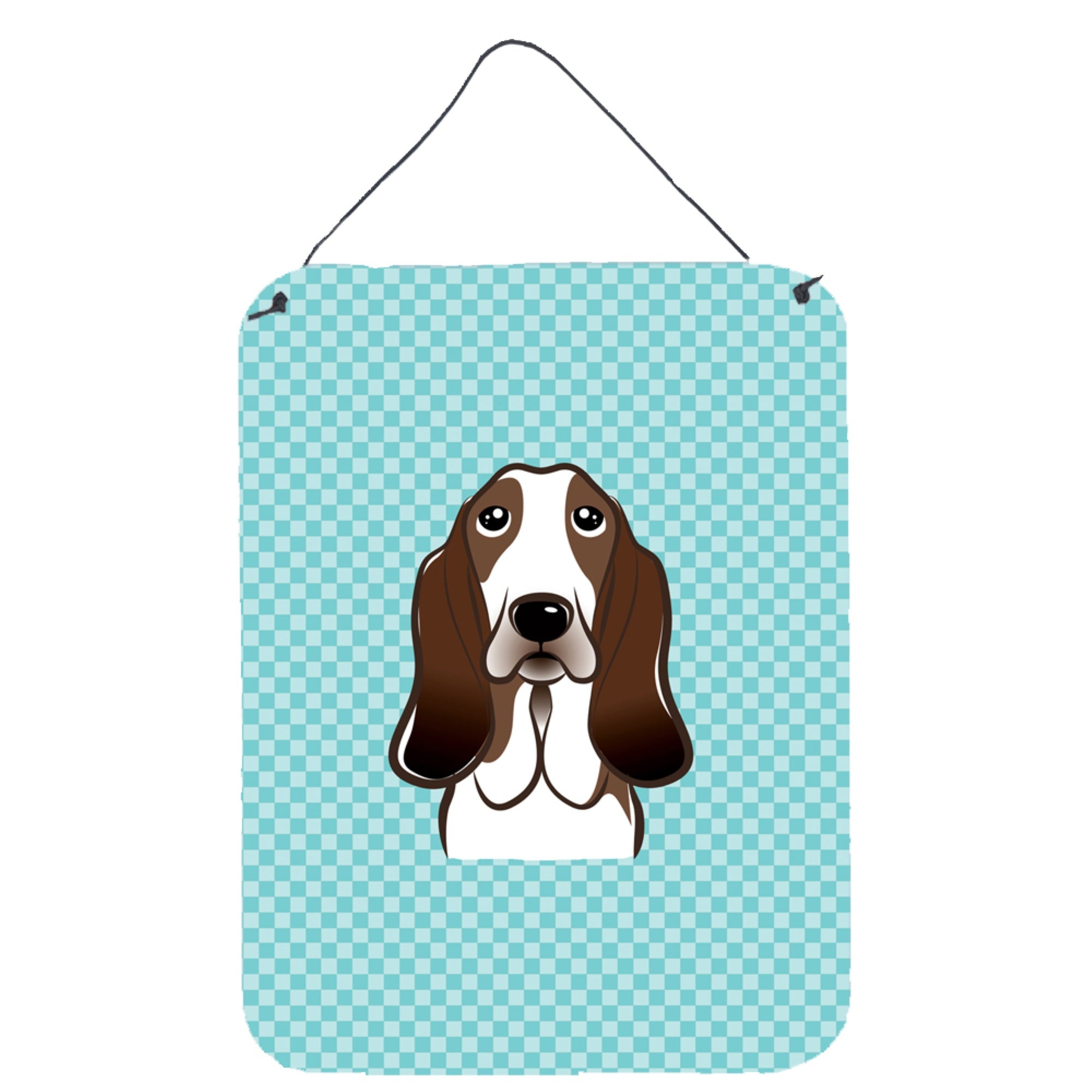 'Caroline'S Treasures Checkerboard Blue Basset Hound Wall Or Door Hanging Prints, 16'''' X 12''''''
