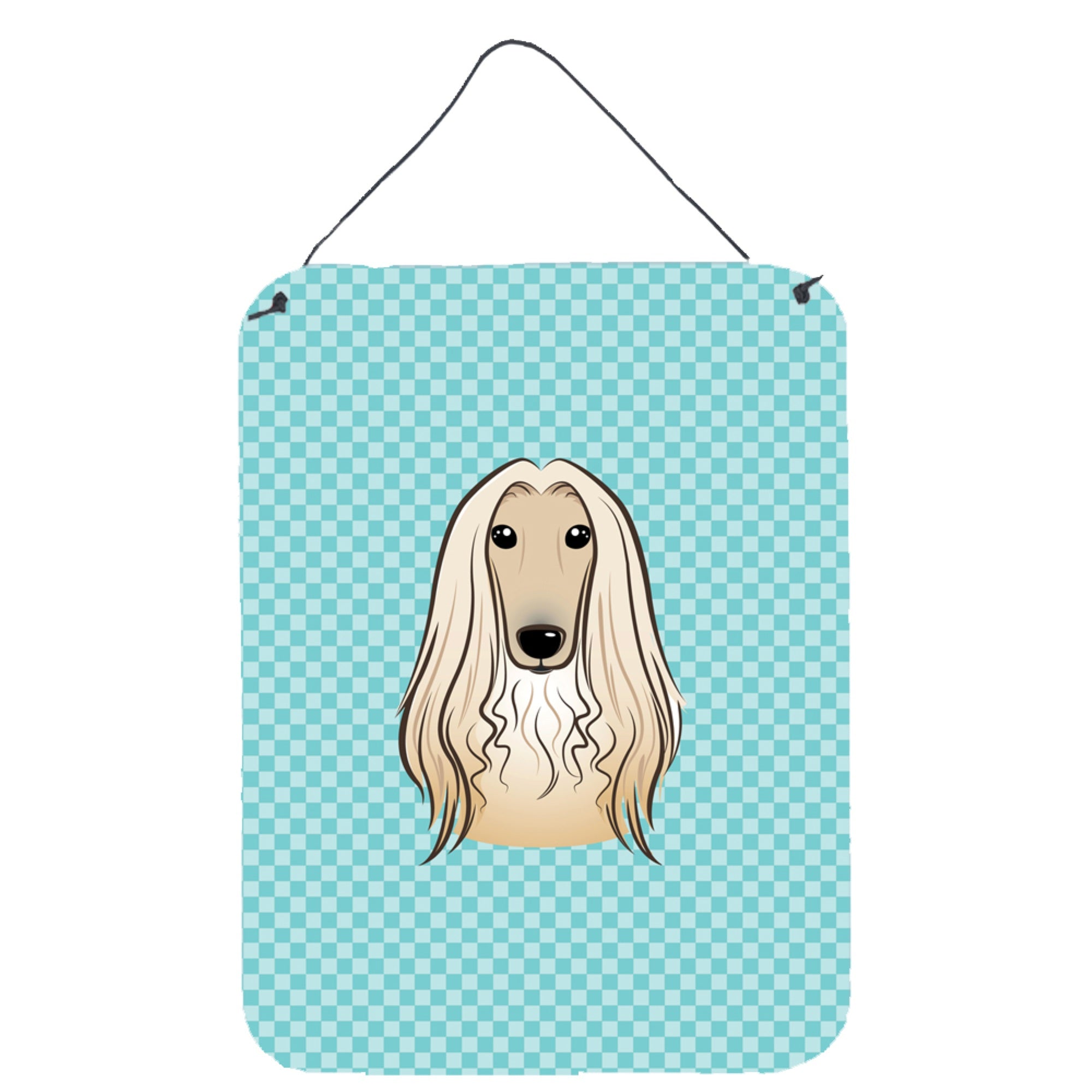 'Caroline'S Treasures Checkerboard Blue Afghan Hound Wall Or Door Hanging Prints, 16'''' X 12''''''