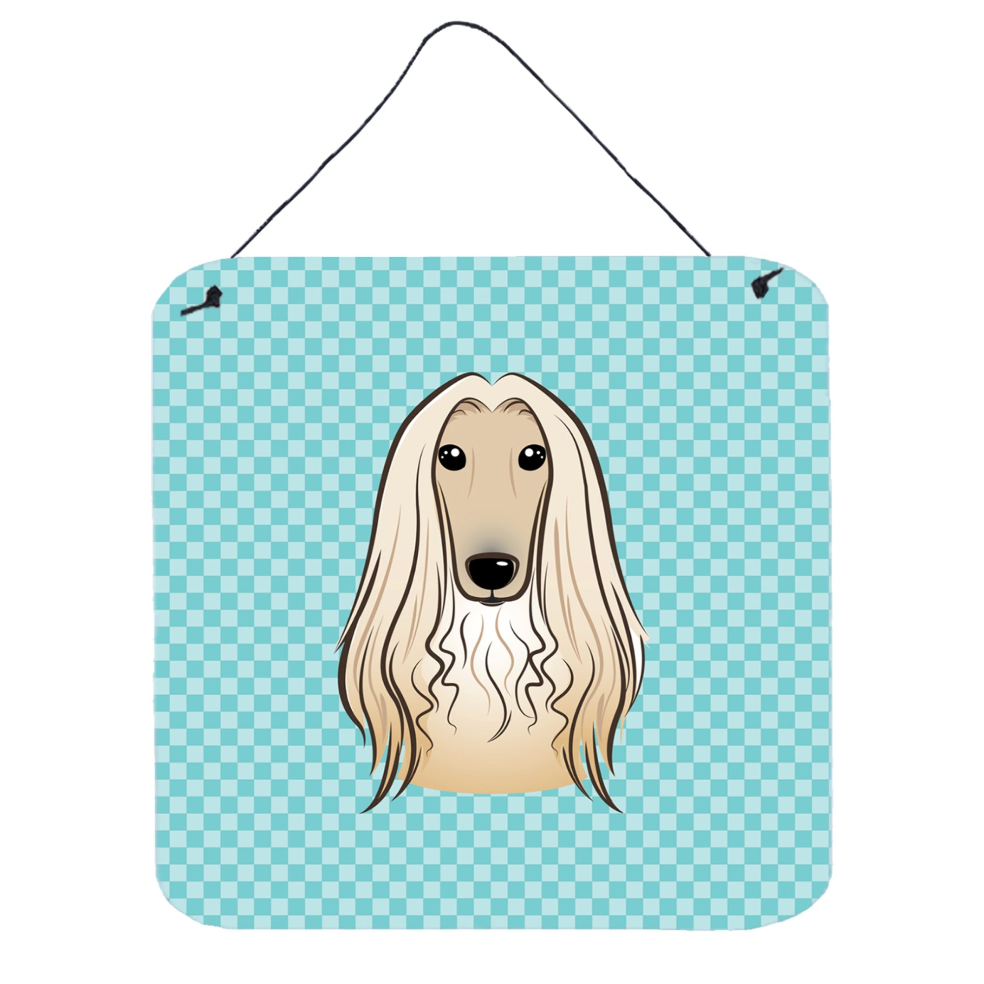 'Caroline'S Treasures Checkerboard Blue Afghan Hound Wall Or Door Hanging Prints, 6 X 6''''''