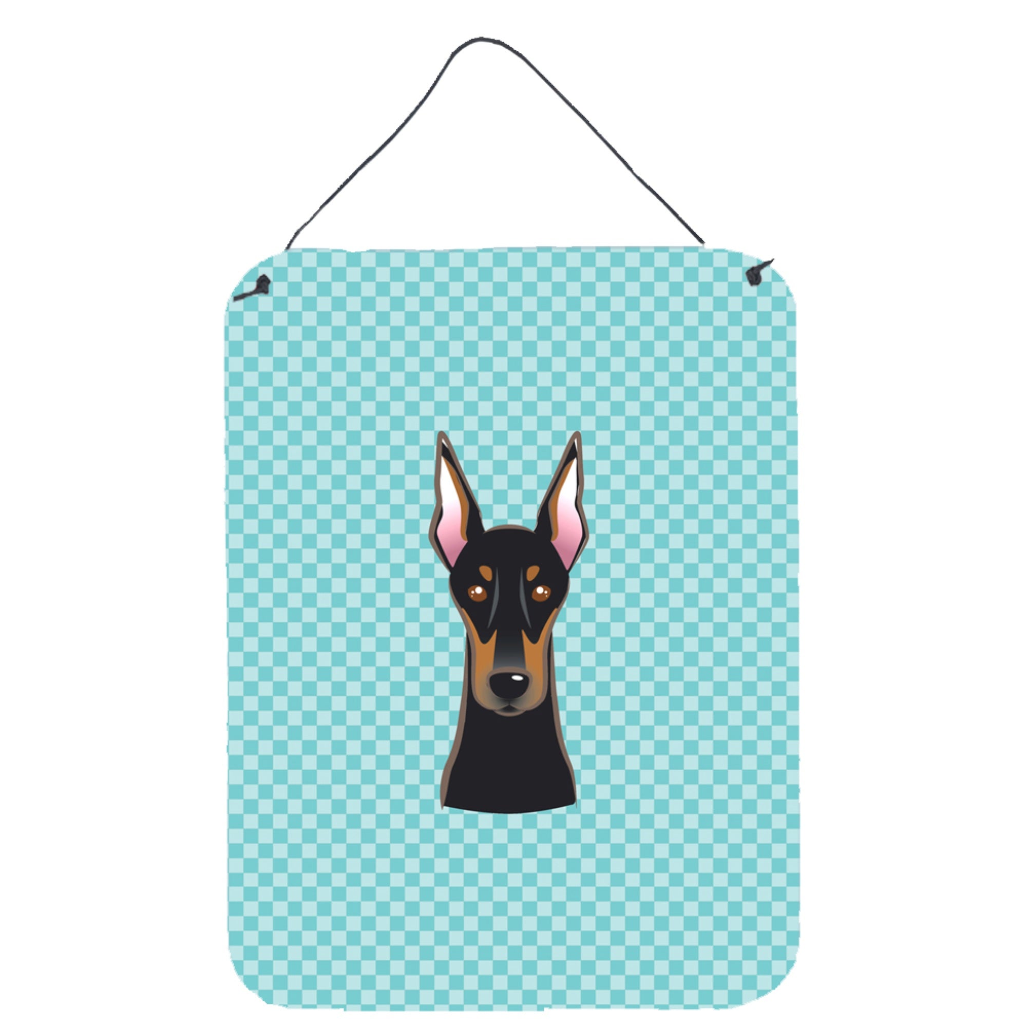 'Caroline'S Treasures Checkerboard Blue Doberman Wall Or Door Hanging Prints, 16'''' X 12''''''