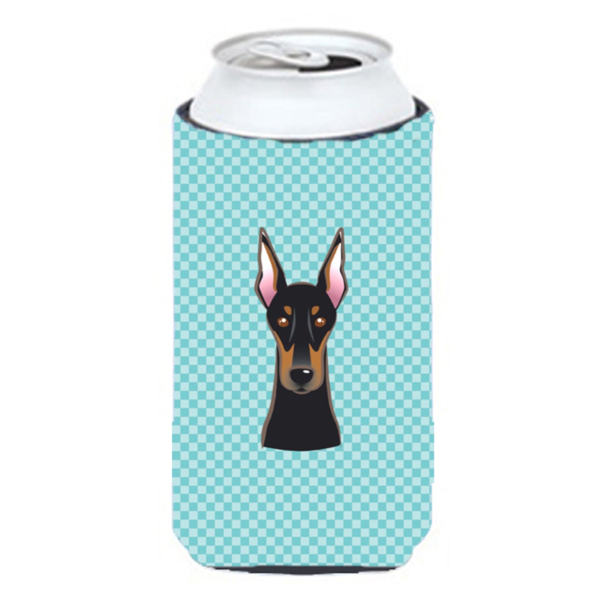 Checkerboard Blue Doberman Tall Boy Beverage Insulator Hugger Bb1183Tbc