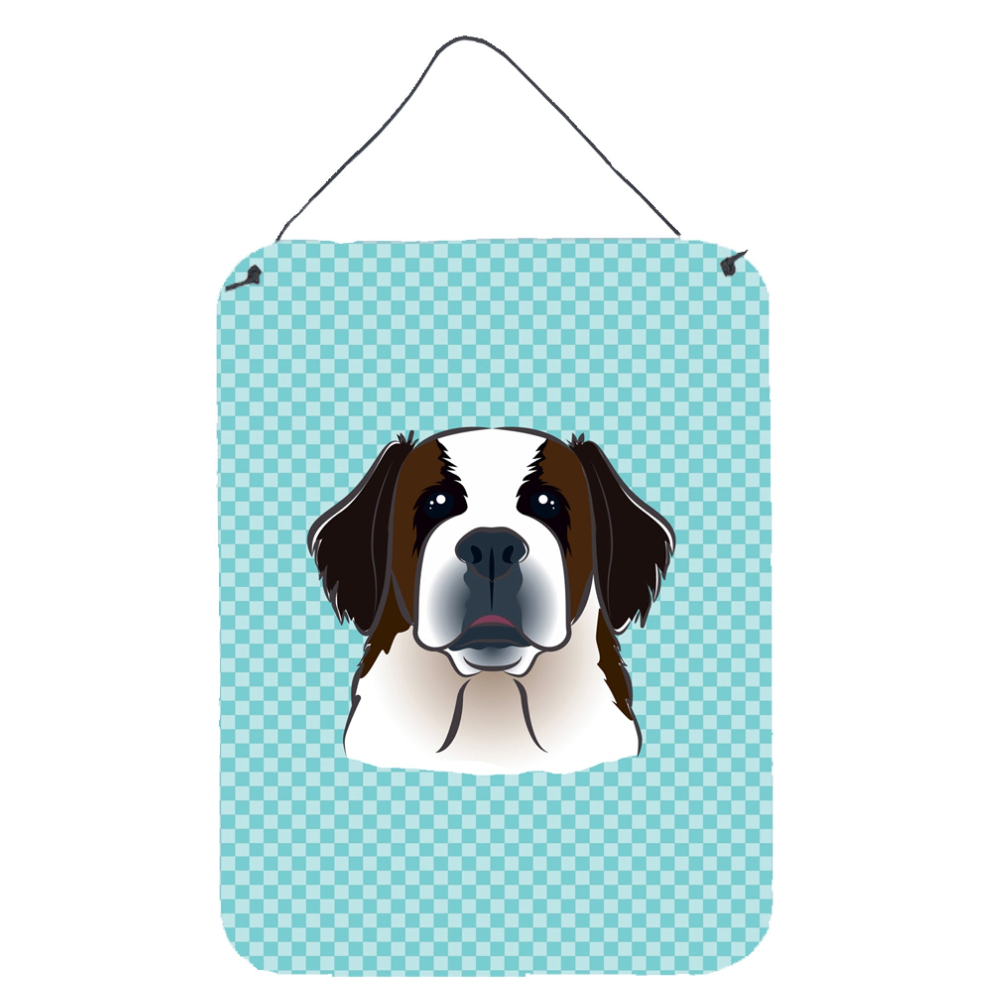 'Caroline'S Treasures Checkerboard Blue Saint Bernard Wall Or Door Hanging Prints, 16'''' X 12''''''