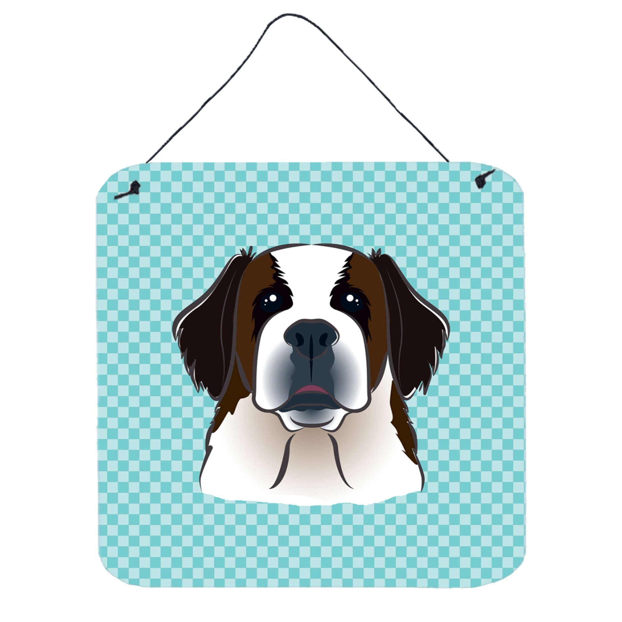 'Caroline'S Treasures Checkerboard Blue Saint Bernard Wall Or Door Hanging Prints, 6 X 6''''''
