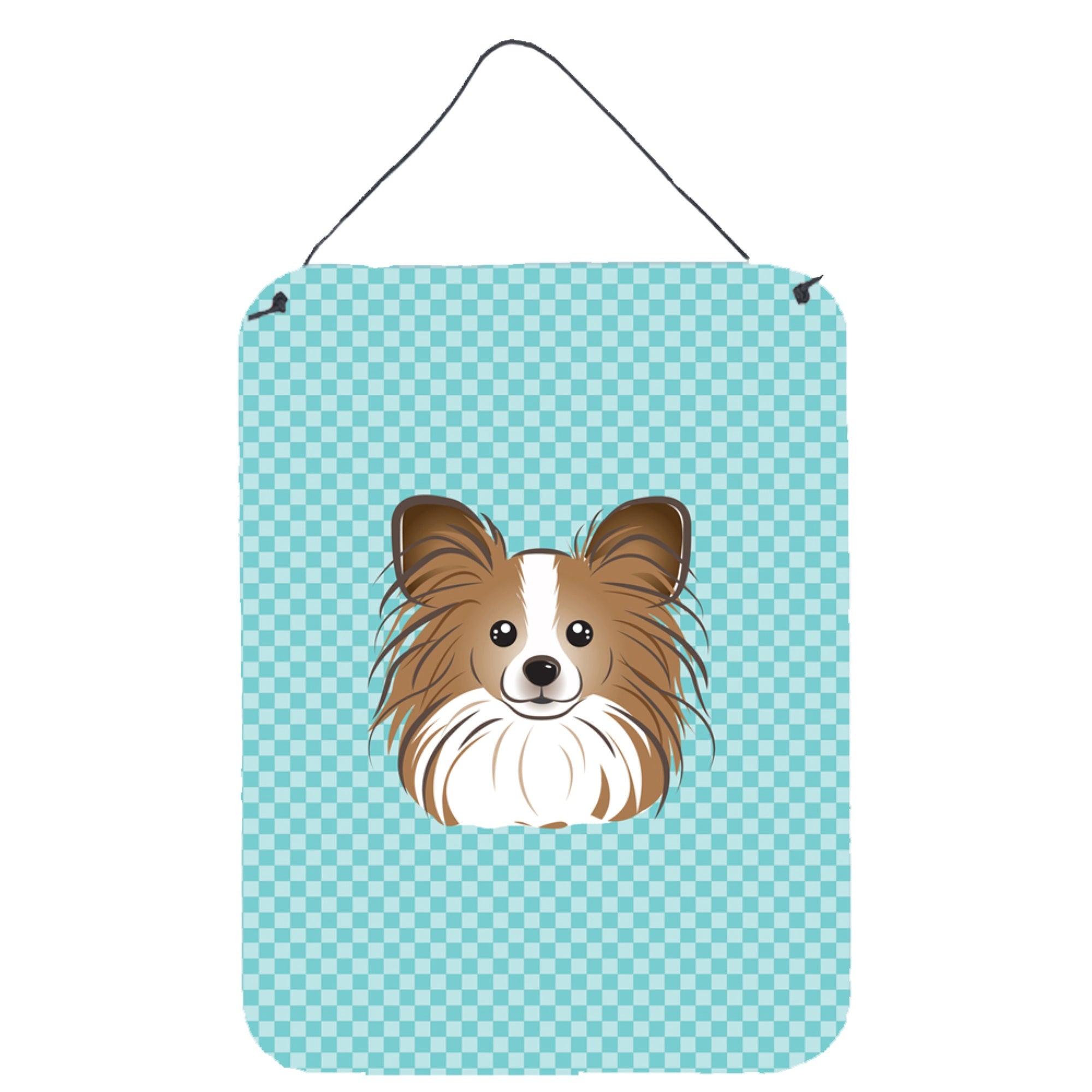 'Caroline'S Treasures Checkerboard Blue Papillon Wall Or Door Hanging Prints, 16'''' X 12''''''