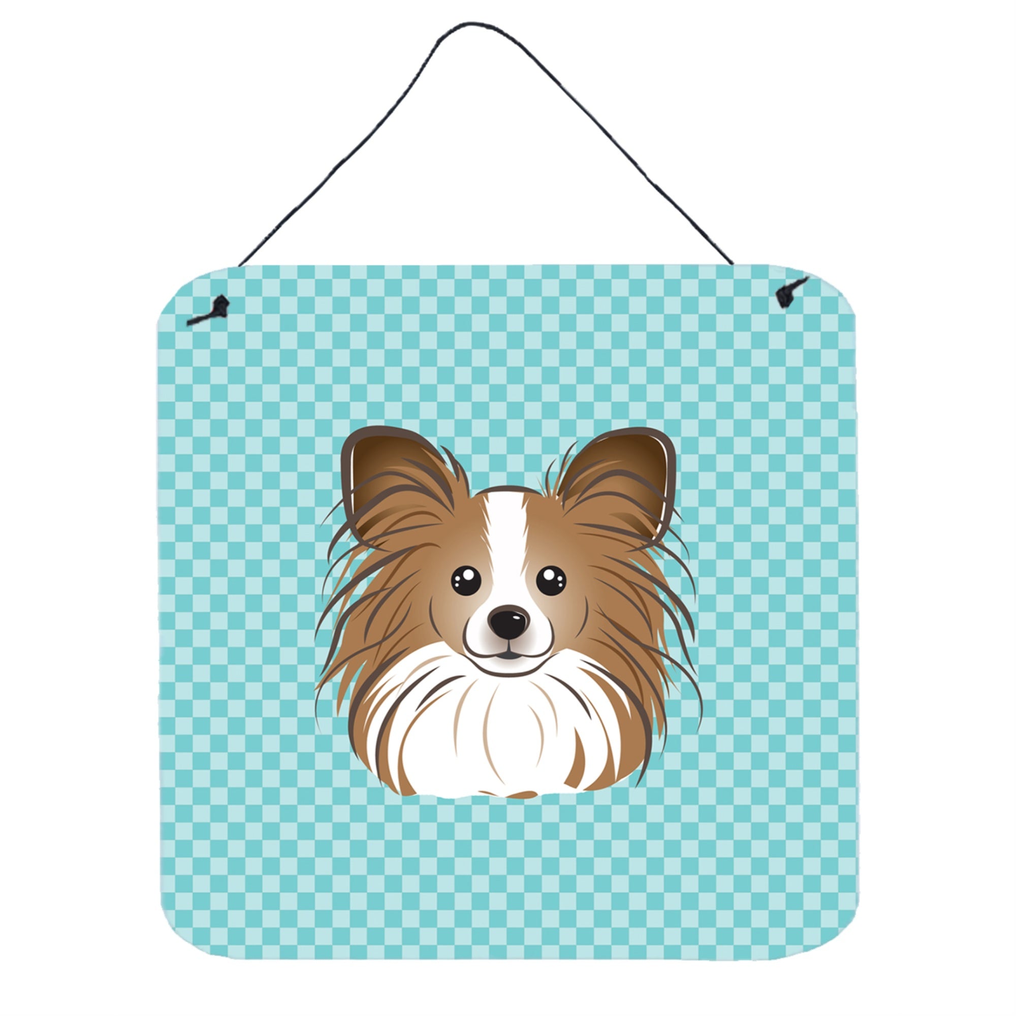 'Caroline'S Treasures Checkerboard Blue Papillion Wall Or Door Hanging Prints, 6 X 6''''''