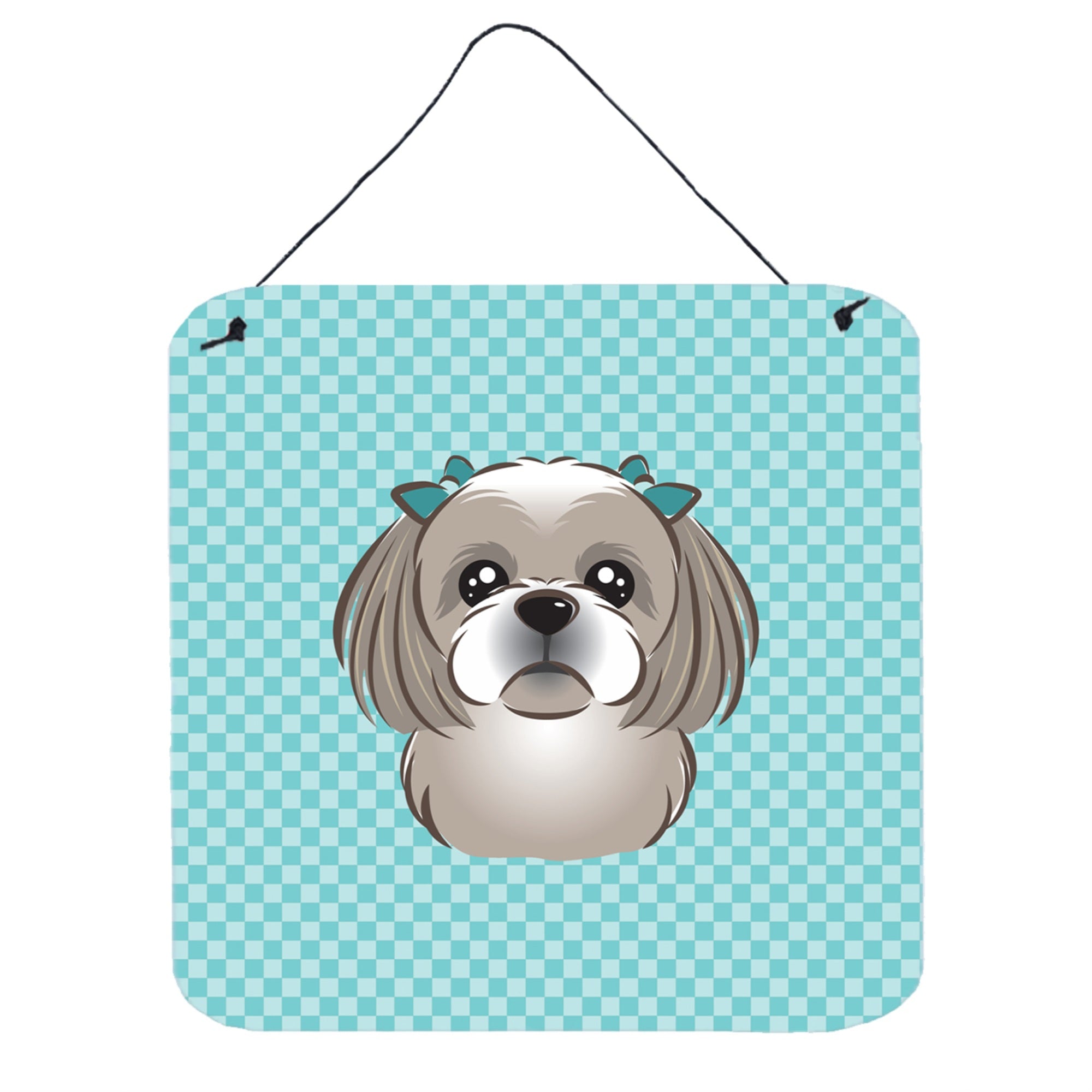 'Caroline'S Treasures Checkerboard Blue Gray Silver Shih Tzu Wall Or Door Hanging Prints, 6 X 6''''''
