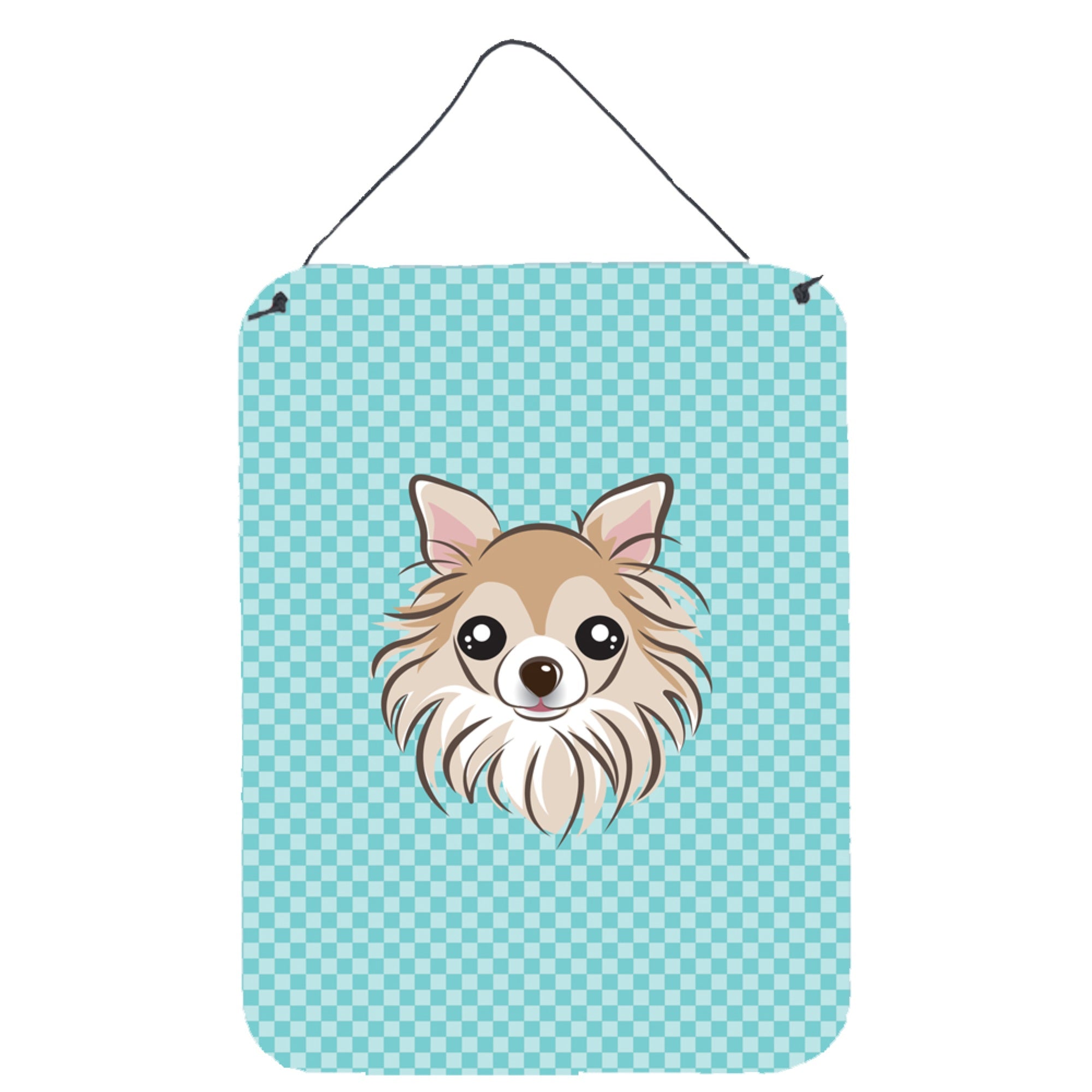 'Caroline'S Treasures Checkerboard Blue Chihuahua Wall Or Door Hanging Prints, 16'''' X 12''''''