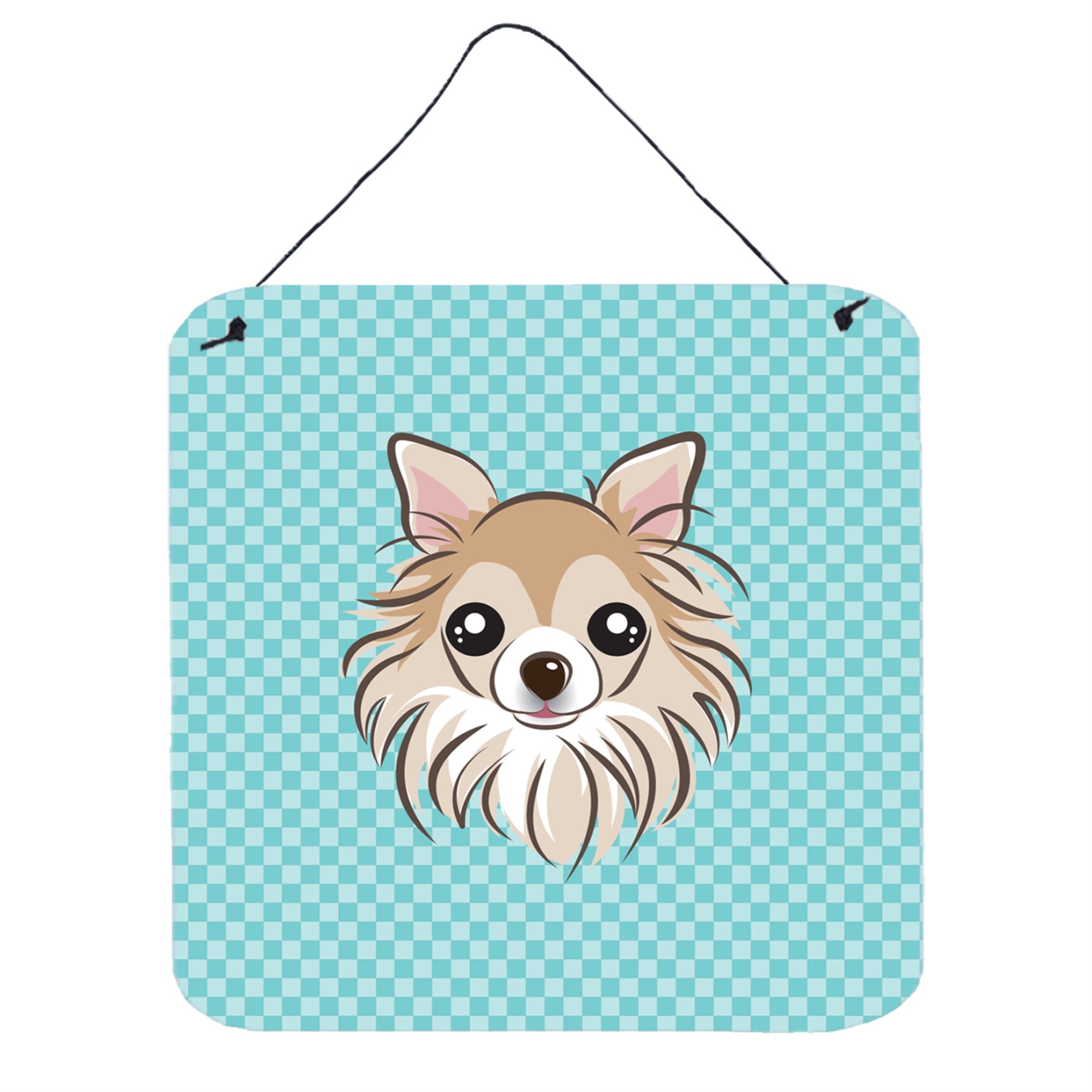 'Caroline'S Treasures Checkerboard Blue Chihuahua Wall Or Door Hanging Prints, 6 X 6''''''