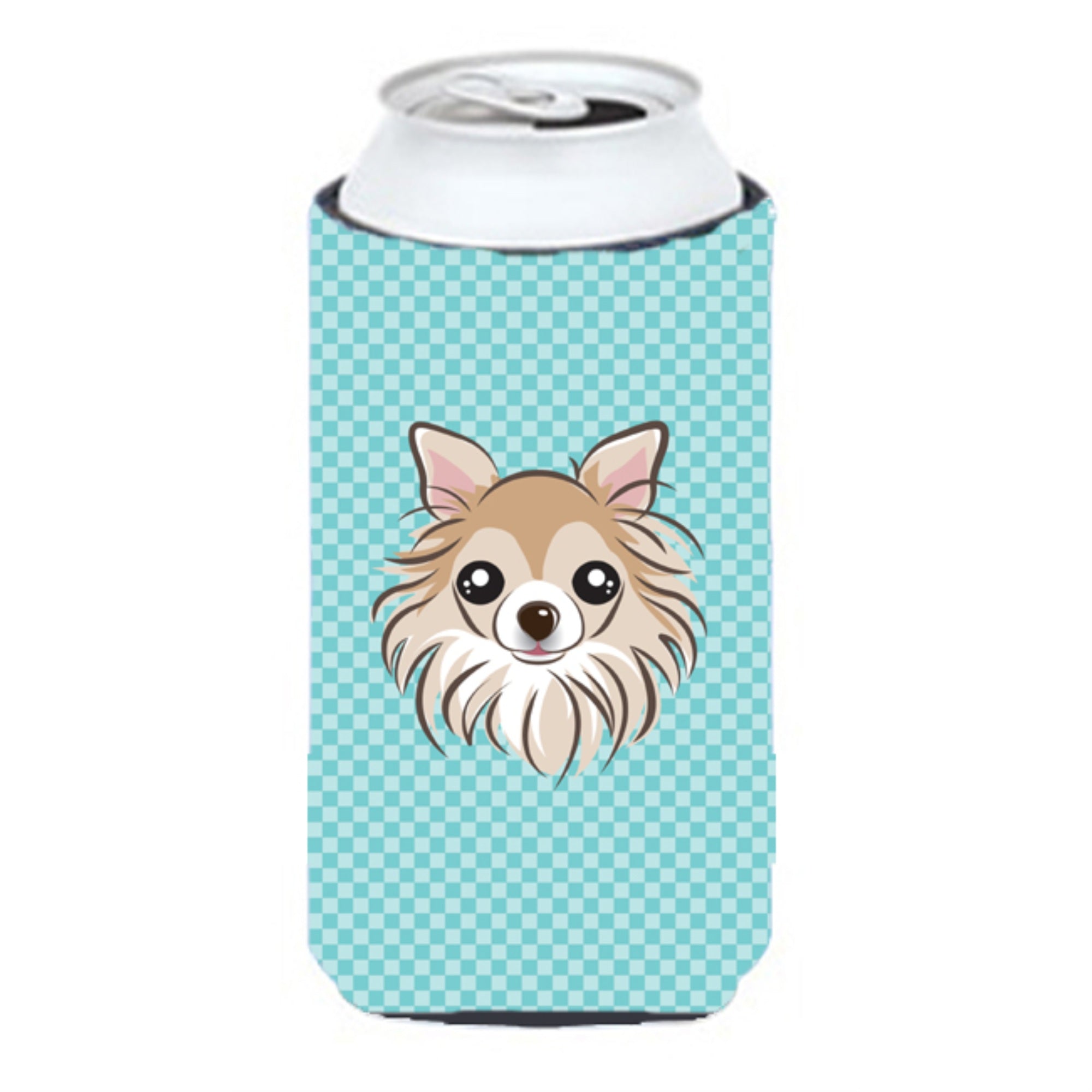 Checkerboard Blue Chihuahua Tall Boy Beverage Insulator Hugger Bb1189Tbc