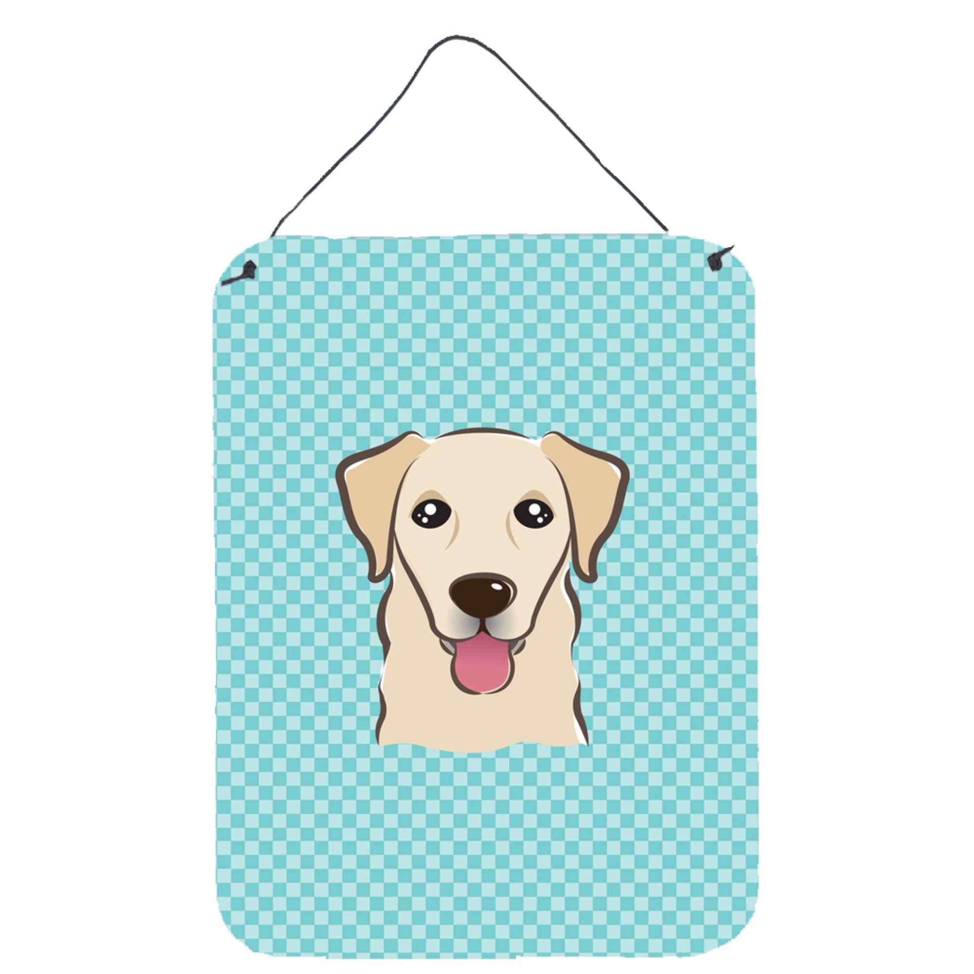 'Caroline'S Treasures Bb1190Ds1216 Checkerboard Blue Golden Retriever Wall Or Door Hanging Prints, 16'''' X 12''''''