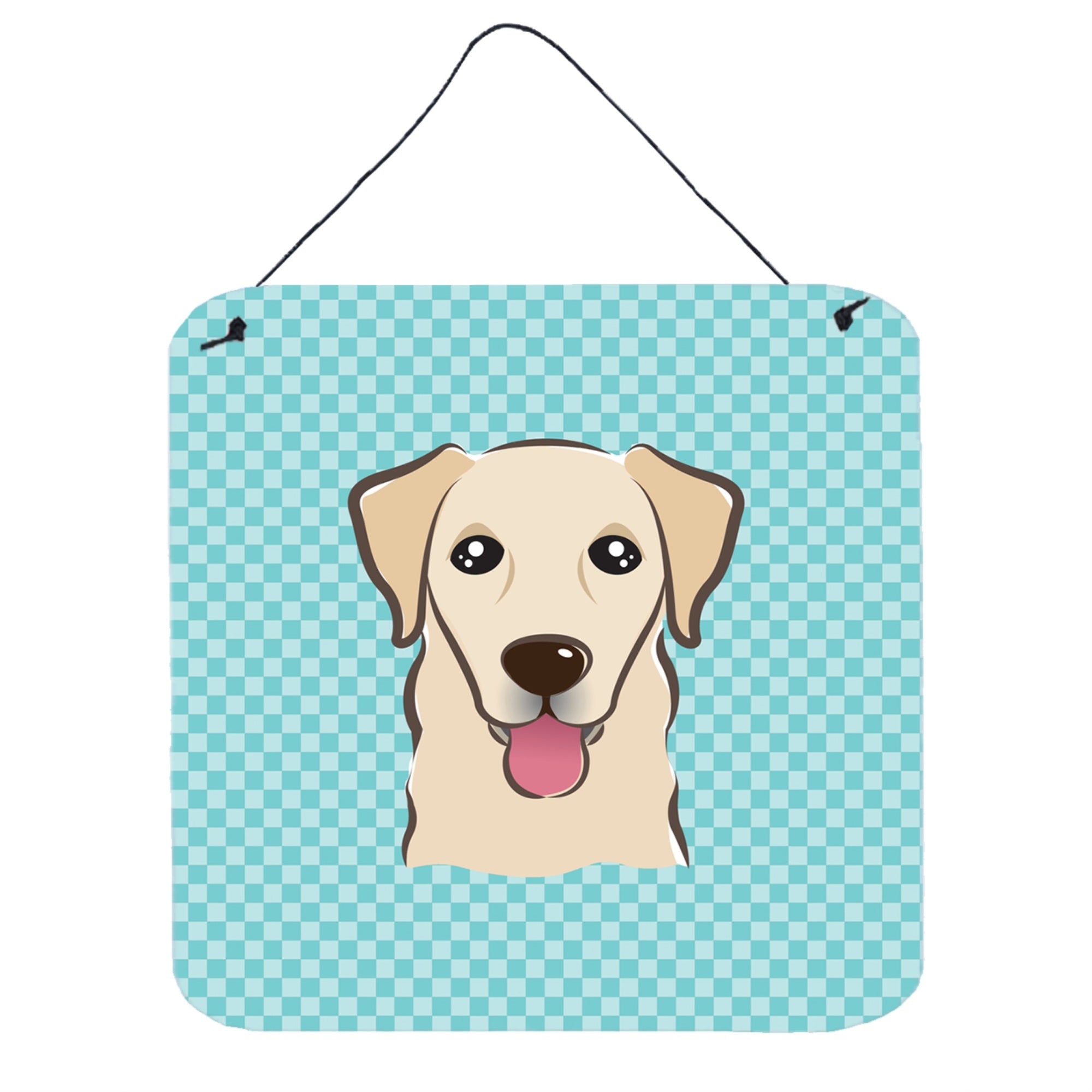 'Caroline'S Treasures Bb1190Ds66 Checkerboard Blue Golden Retriever Wall Or Door Hanging Prints, 6 X 6''''''