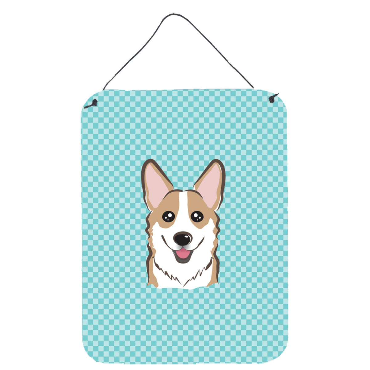 'Caroline'S Treasures Bb1191Ds1216 Checkerboard Blue Corgi Wall Or Door Hanging Prints, 16'''' X 12''''''