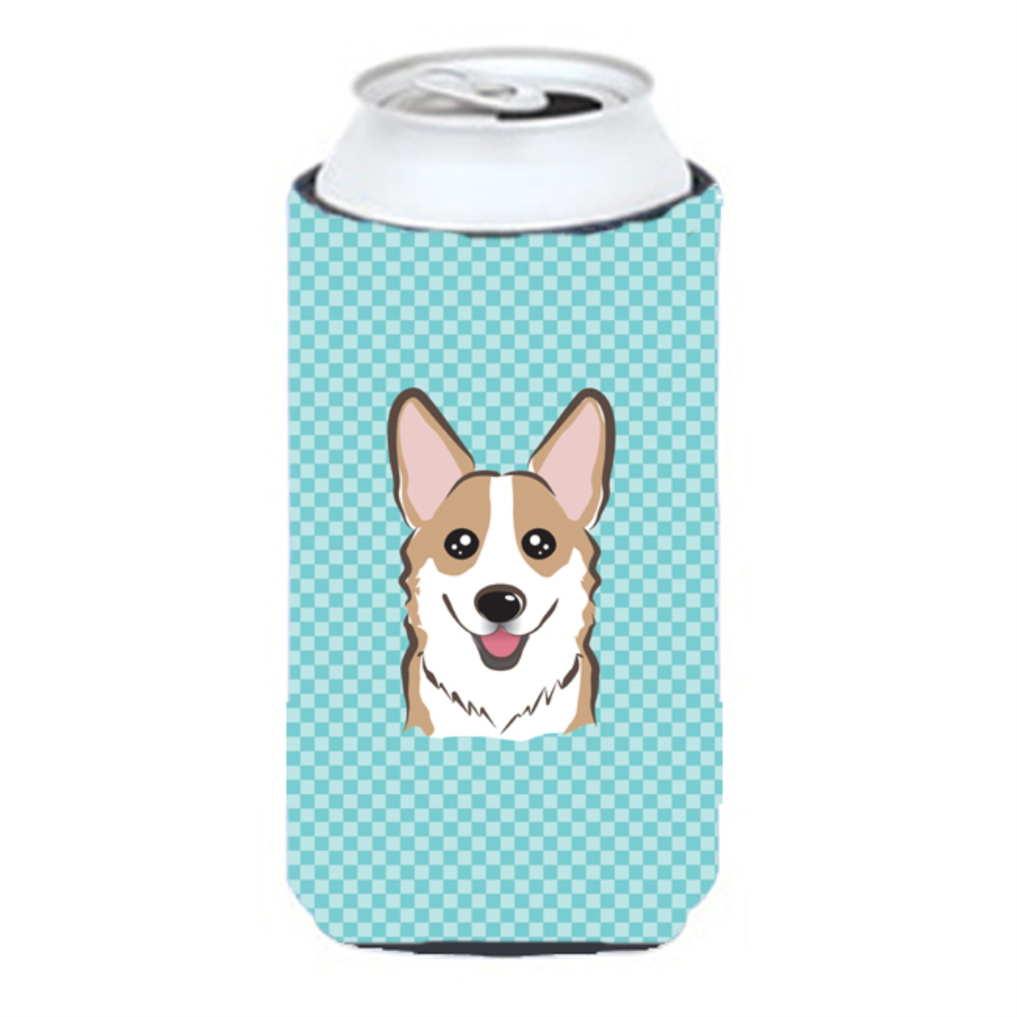 Checkerboard Blue Corgi Tall Boy Beverage Insulator Hugger Bb1191Tbc