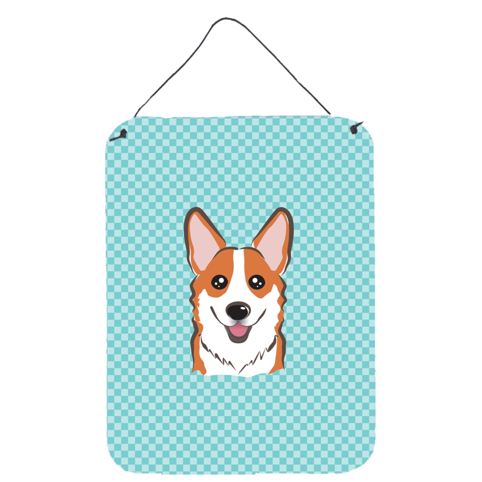'Caroline'S Treasures Bb1192Ds1216 Checkerboard Blue Corgi Wall Or Door Hanging Prints, 16'''' X 12''''''