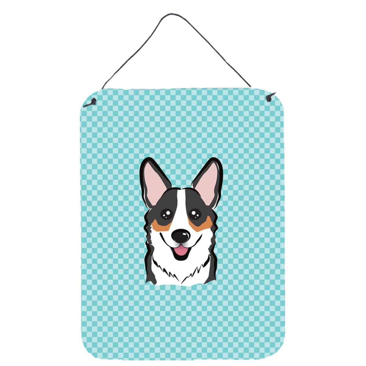 'Caroline'S Treasures Bb1193Ds1216 Checkerboard Blue Corgi Wall Or Door Hanging Prints, 16'''' X 12''''''