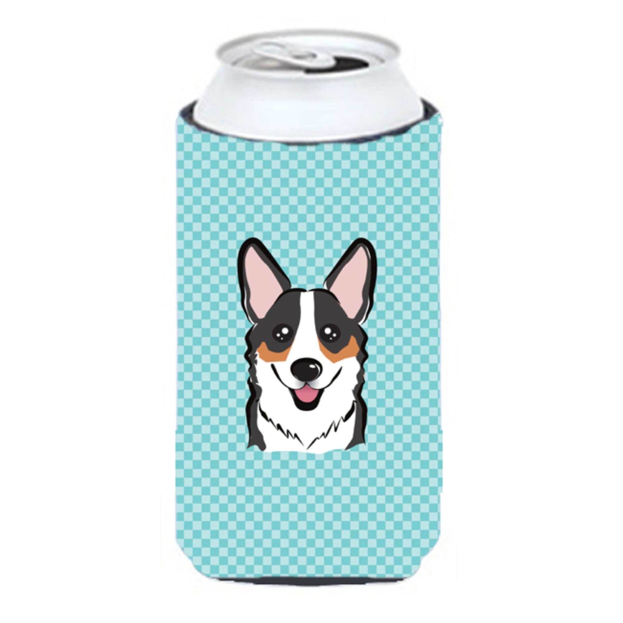 Checkerboard Blue Corgi Tall Boy Beverage Insulator Hugger Bb1193Tbc
