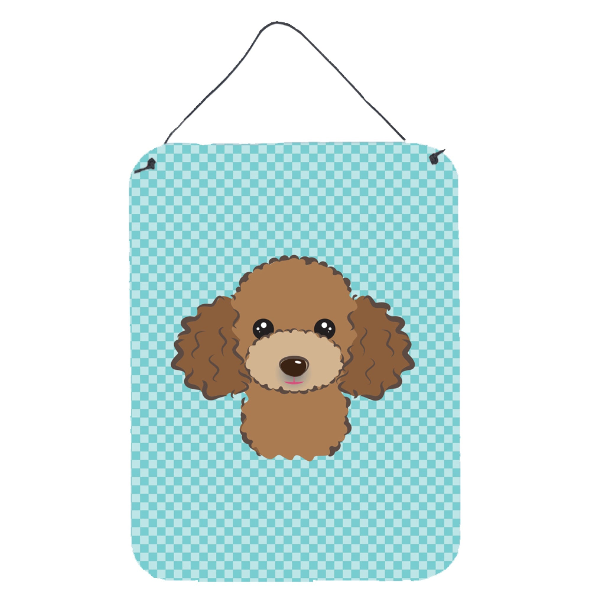 'Caroline'S Treasures Checkerboard Blue Chocolate Brown Poodle Wall Or Door Hanging Prints, 16'''' X 12''''''