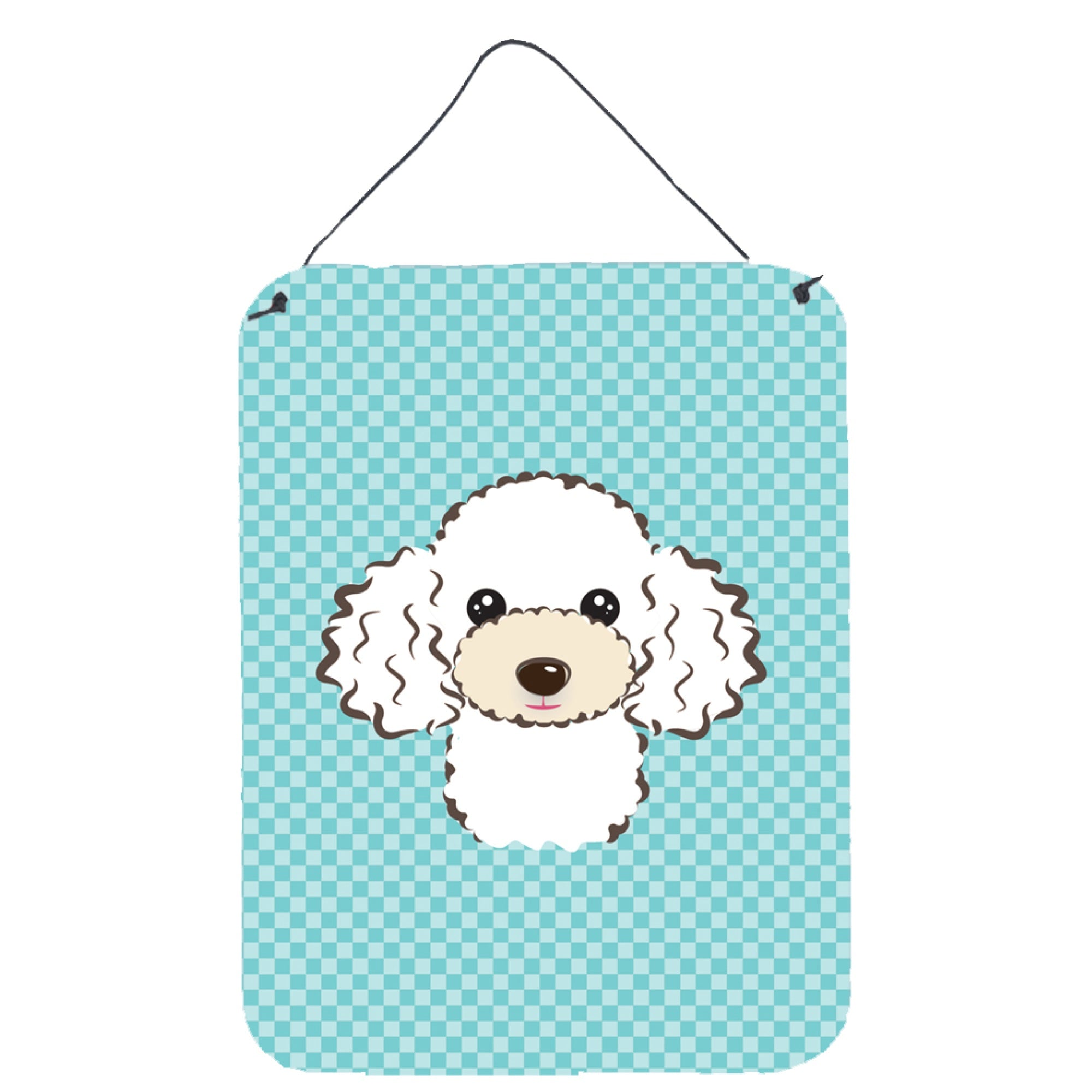 'Caroline'S Treasures Checkerboard Blue White Poodle Wall Or Door Hanging Prints, 16'''' X 12''''''