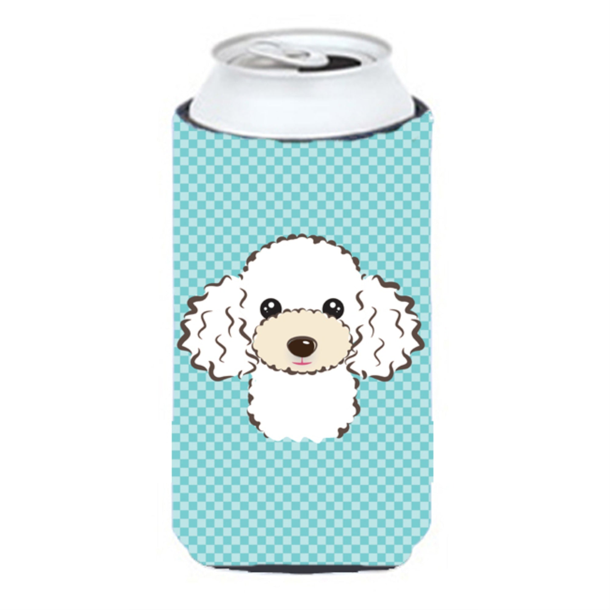 Checkerboard Blue White Poodle Tall Boy Beverage Insulator Hugger Bb1195Tbc
