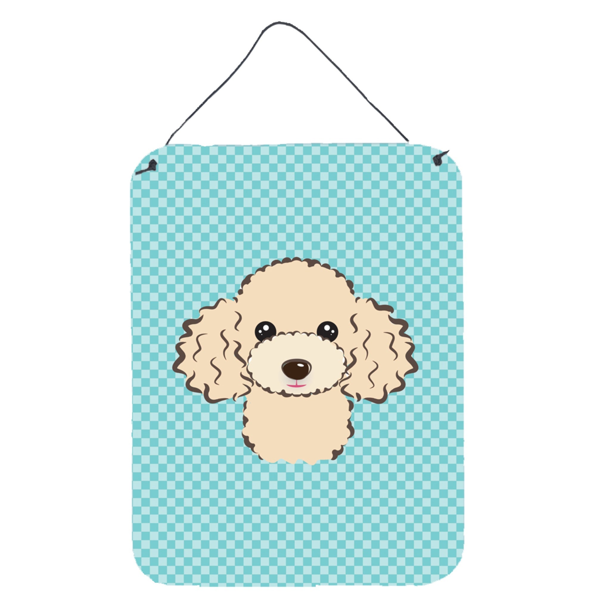 'Caroline'S Treasures Checkerboard Blue Buff Poodle Wall Or Door Hanging Prints, 16'''' X 12''''''